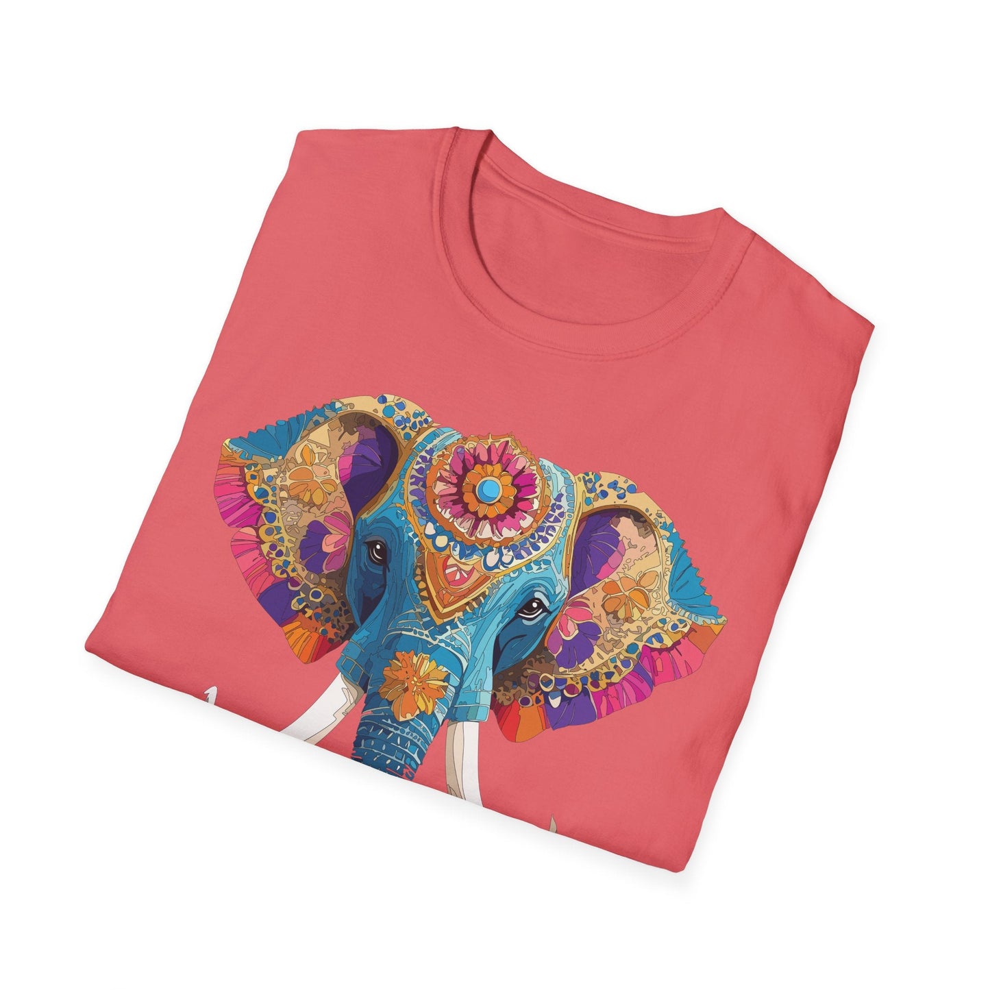 Unisex Elephant Graphic Tee Gildan Softstyle Cotton T Shirt Animal Print Comfortable Wear