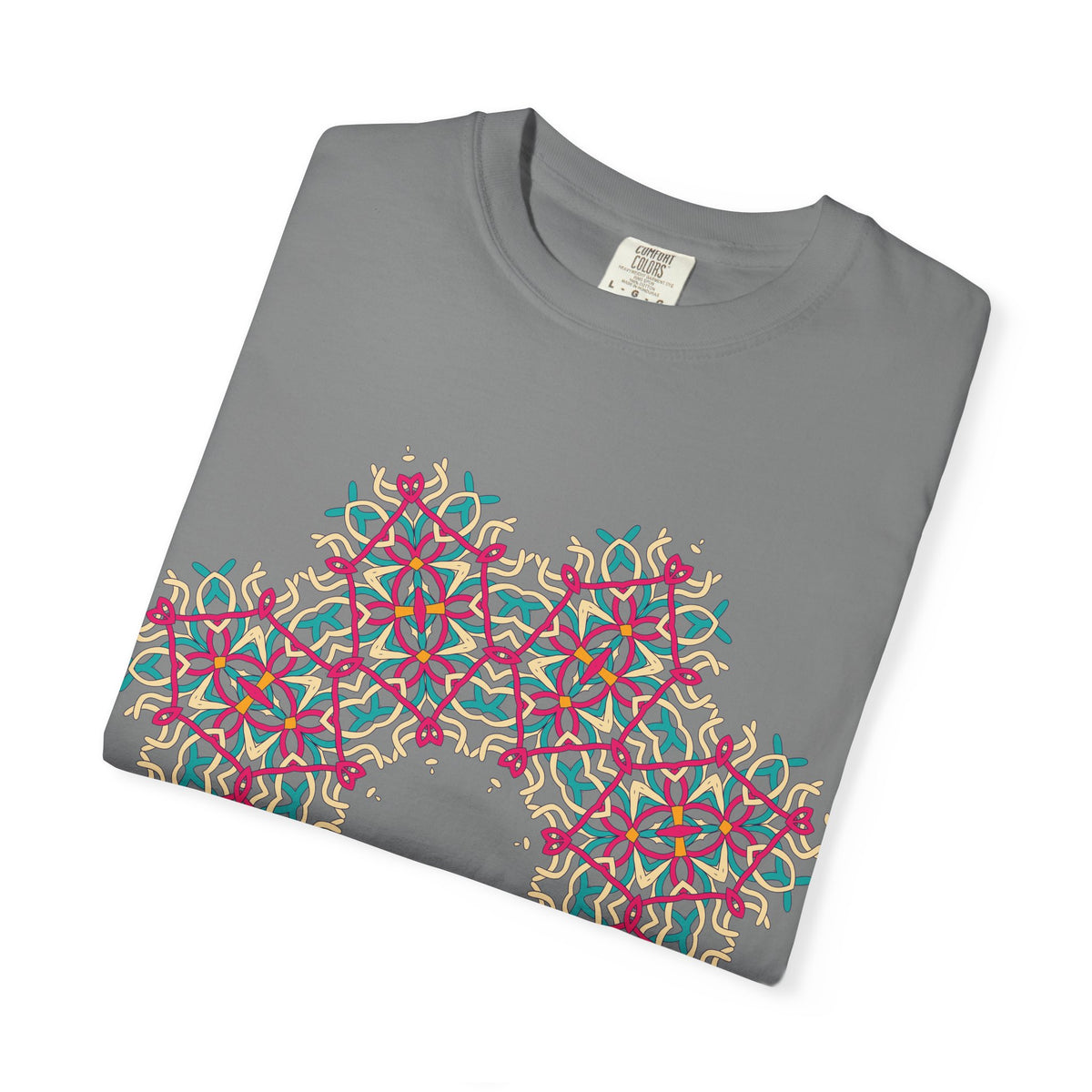 Unisex Garment Dyed Cotton T-Shirt with Mandala Graphic Design