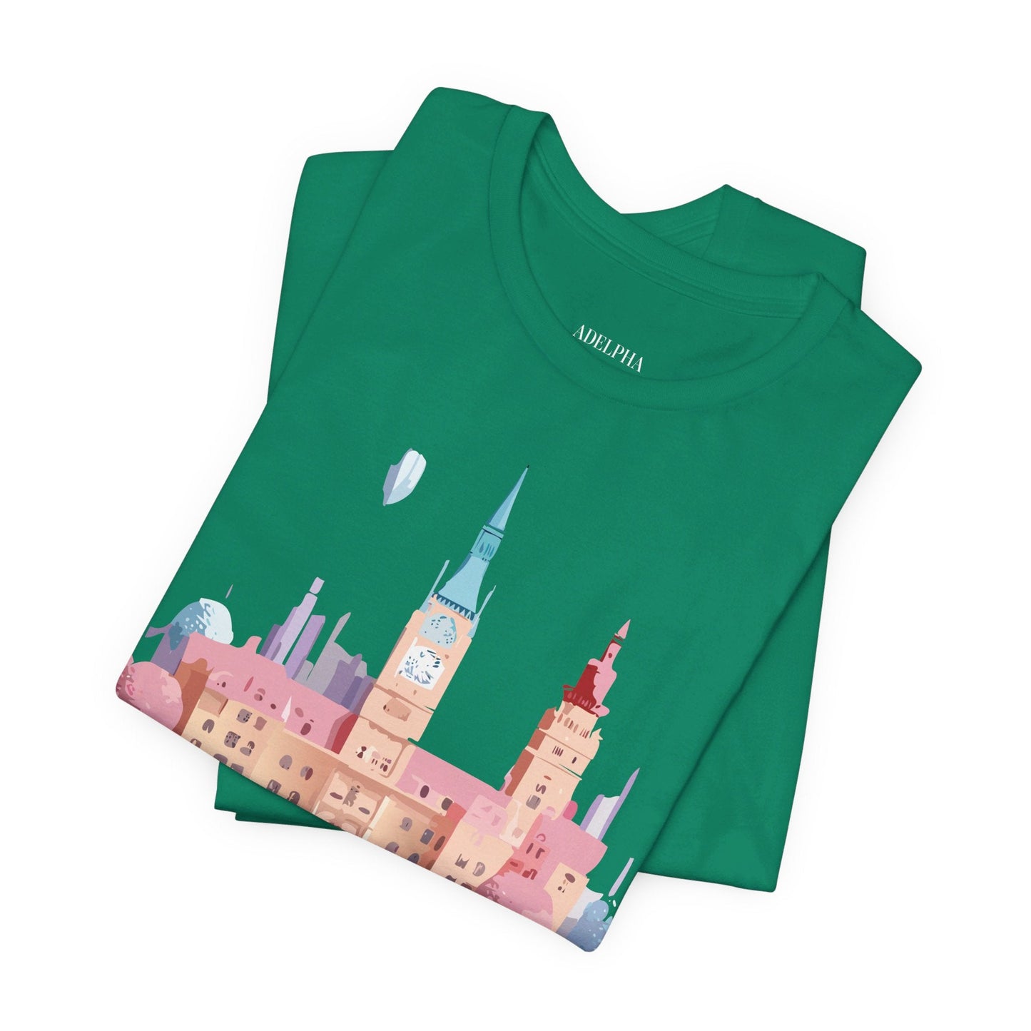 Prague Tourist Shirt Unisex Short Sleeve Graphic Tee Featuring Adelpha Vintage Artwork