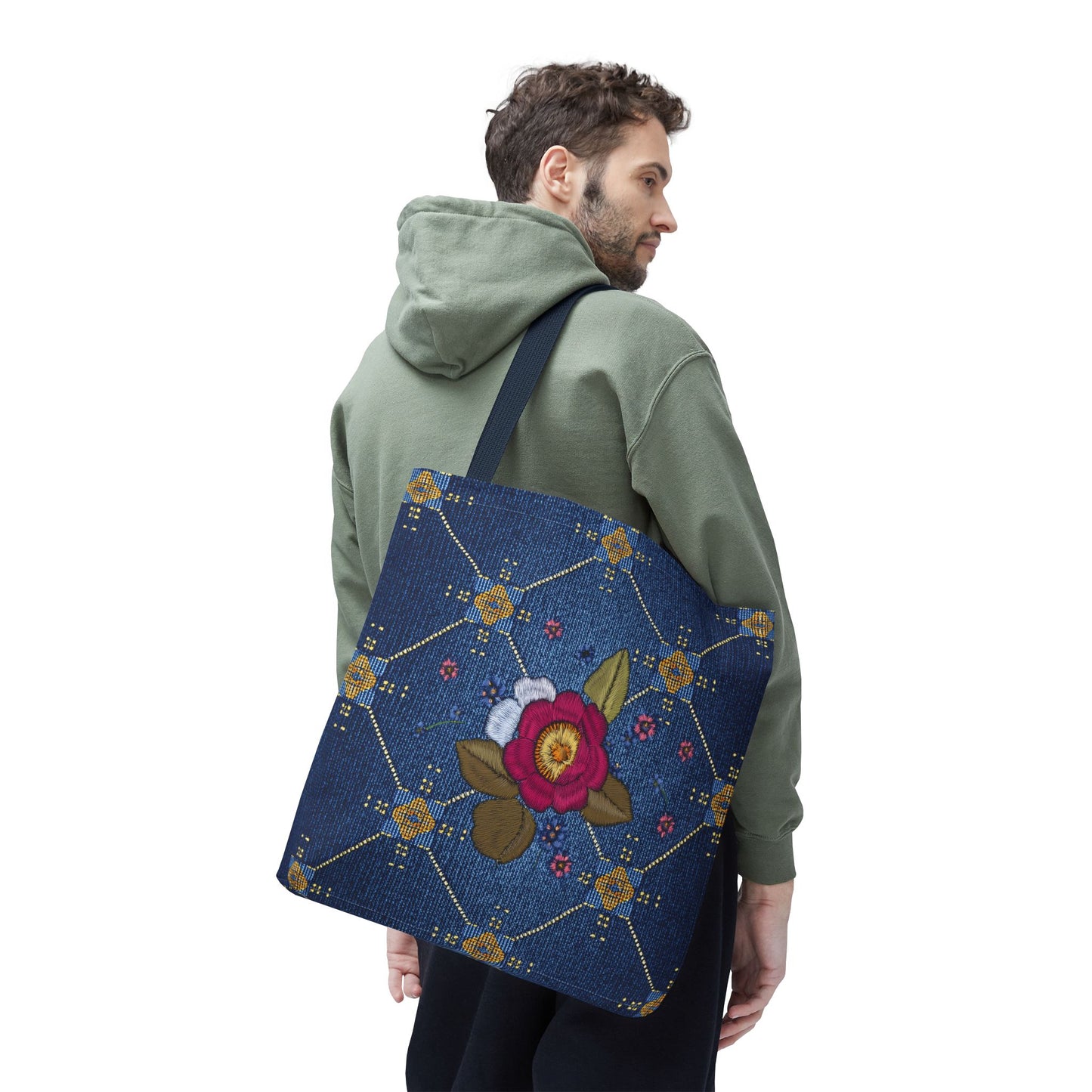 Denim Fabric Imitation Print Unisex Canvas Bag Poly Spun 3 Sizes Tote Bag 160