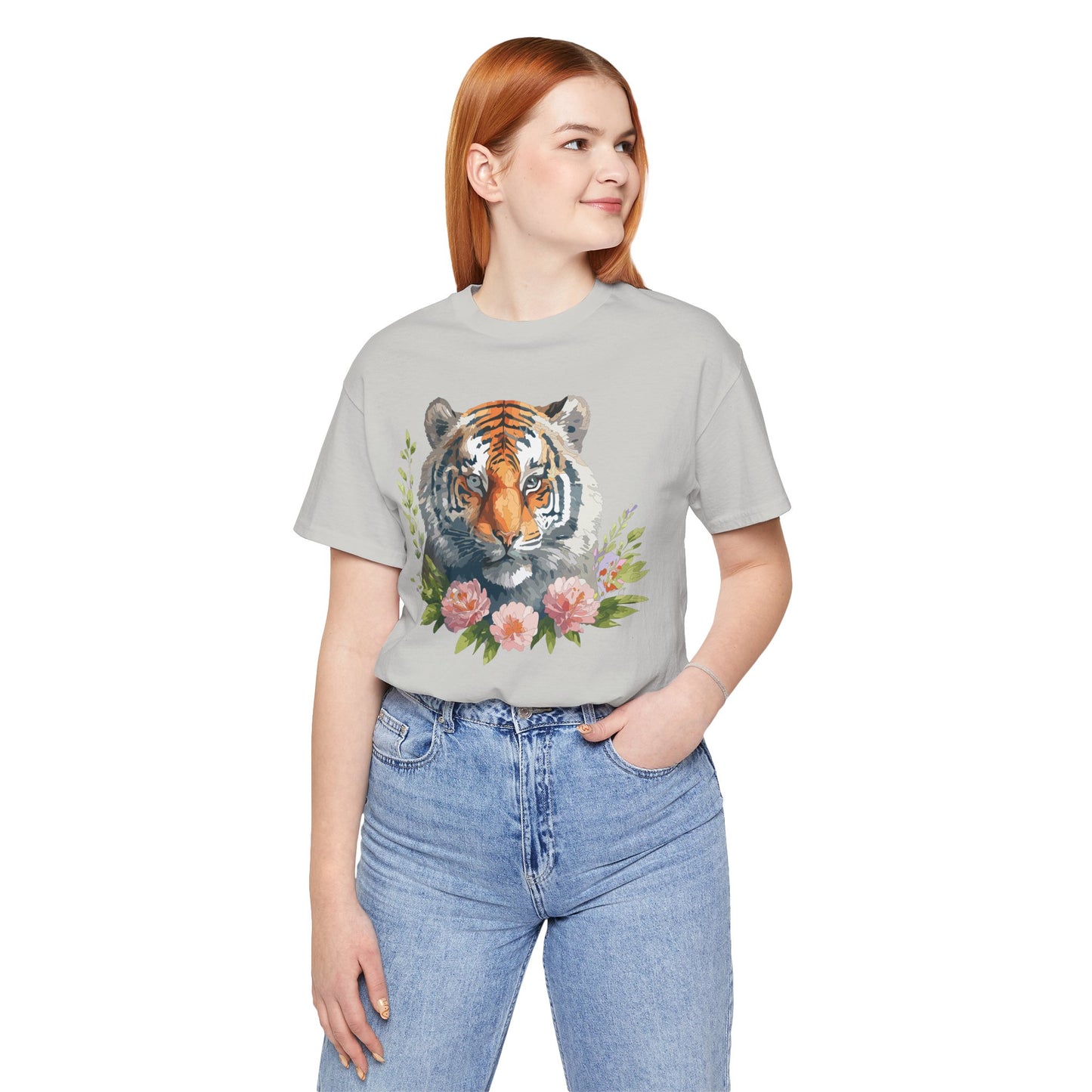 Floral Tiger Shirt, Animal Shirt, Tiger Tee, Unisex Tee, Floral T-shirt, T-Shirt with Animal