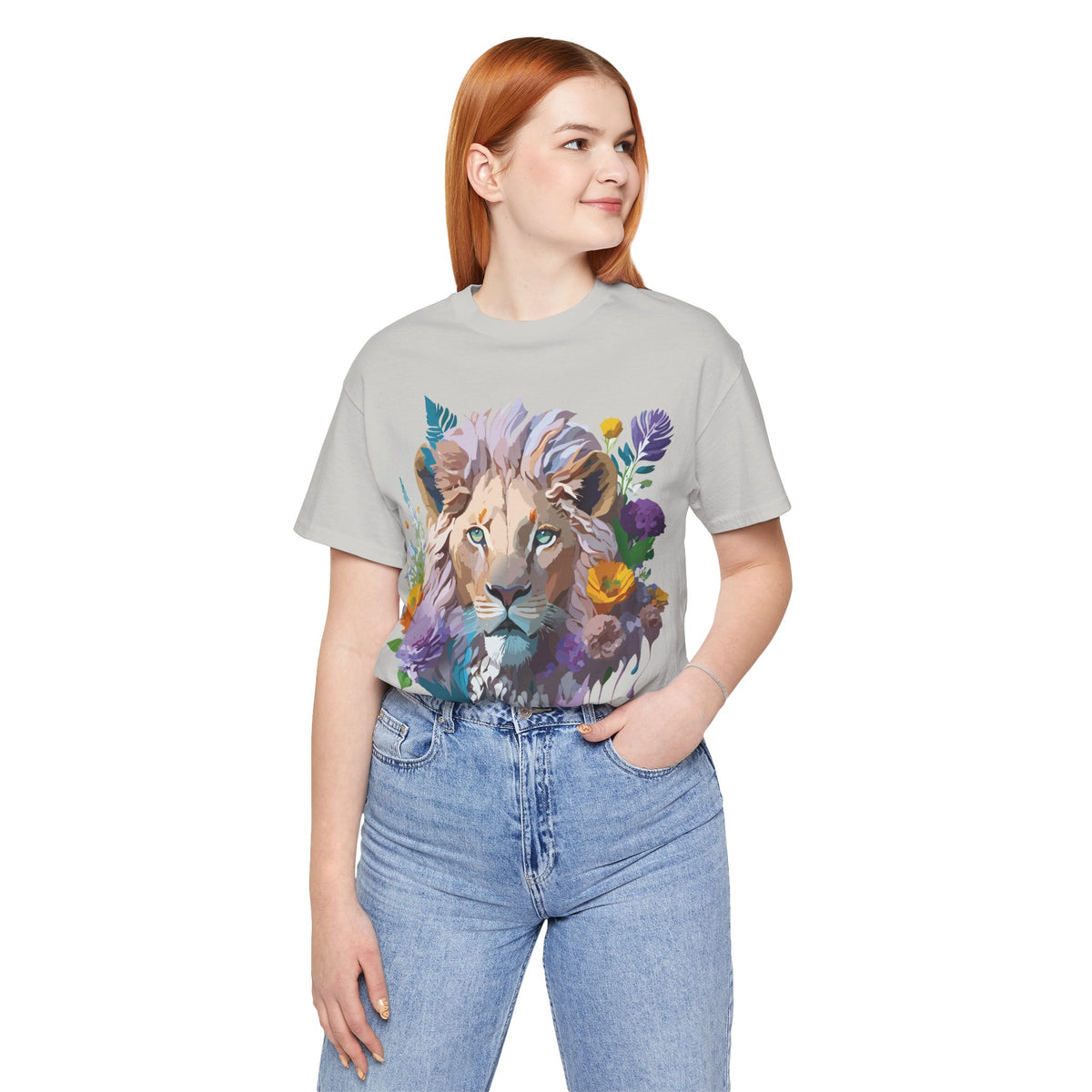 Lion Graphic Unisex Cotton Bella+Canvas Tee with Art Animal Design e44