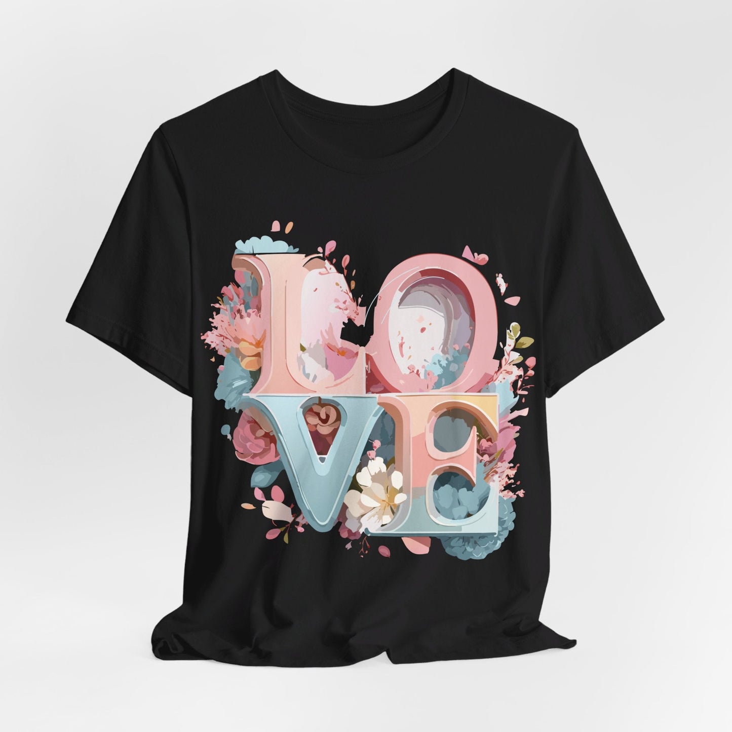 Valentine Day Graphic Unisex 100 Cotton Vintage Artwork with Love and Flower Design Tee 46