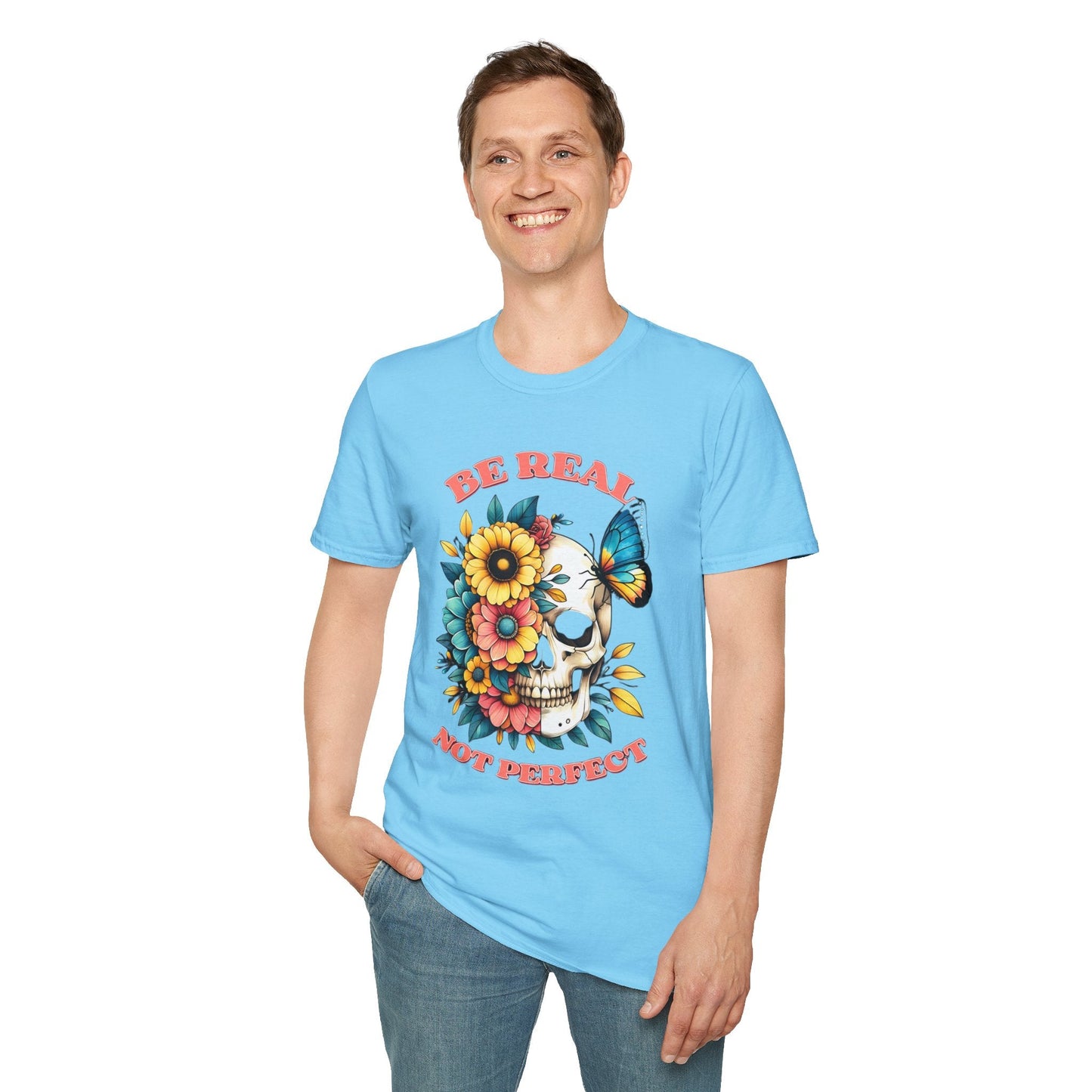 Gildan Skull Tee Shirt Unisex Skeleton Print Tee 100 Percent Ring Spun Cotton Softstyle