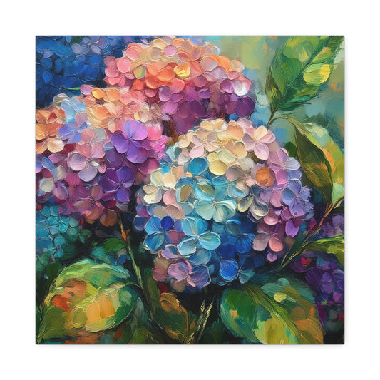 Hydrangeas Print Canvas, Flowers Oil Paint Print 20x20, 24x24, 30x30, 32x32, 36x36, Floral Art Design Print Non-Frame MC-28