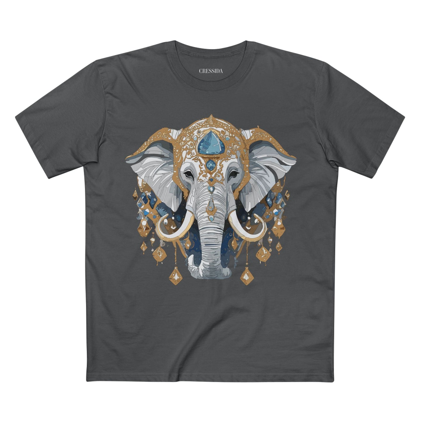 Elephant Graphic Unisex 100 Cotton Tee With Unique Animal Golden Medallion Art Design 40