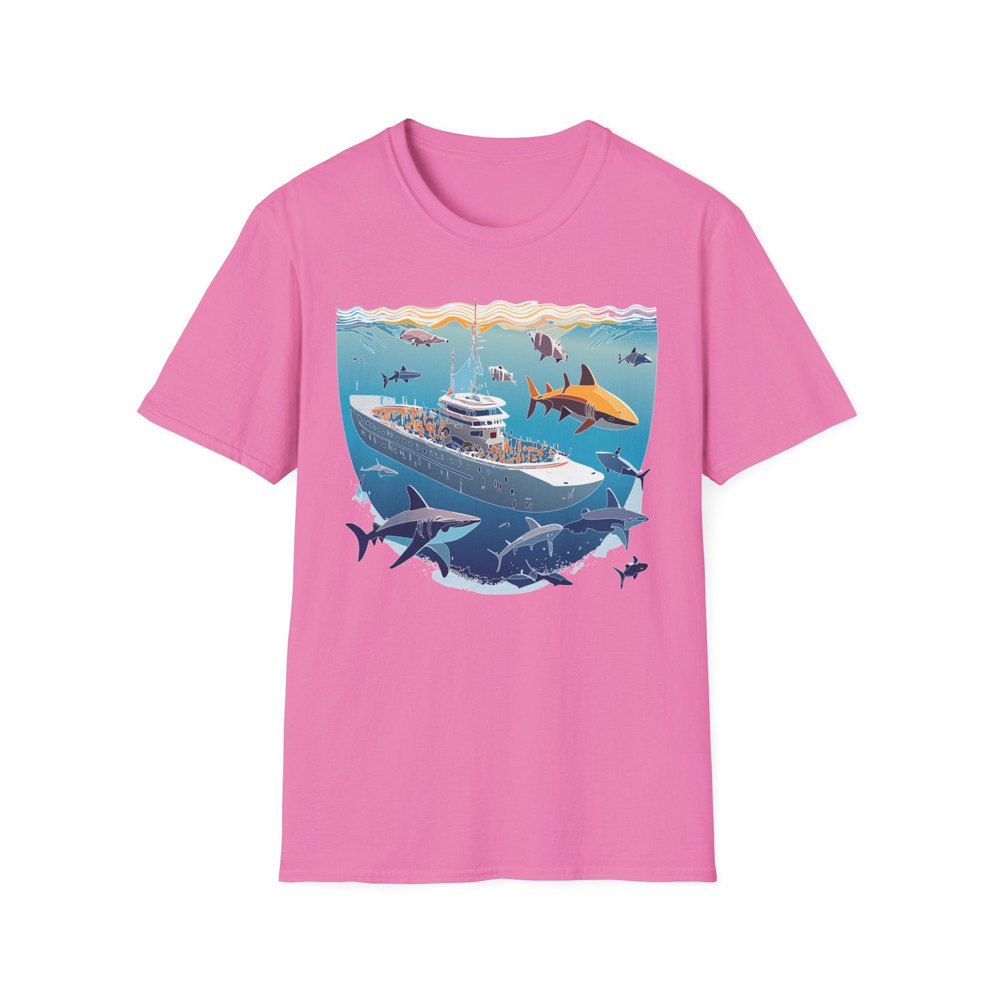 Ocean Tee Shirt Unisex Softstyle Short Sleeve With Ocean Art Design 100 Percent Ring Spun Cotton