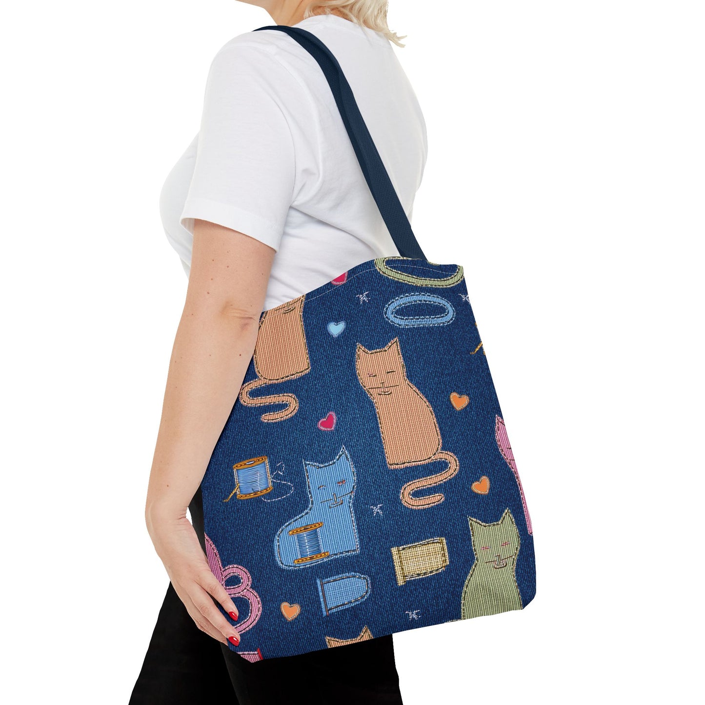 Love Day Graphic Design Denim Fabric Imitation Print Unisex Canvas Bag POLY 3 Sizes Tote Bag 201-19