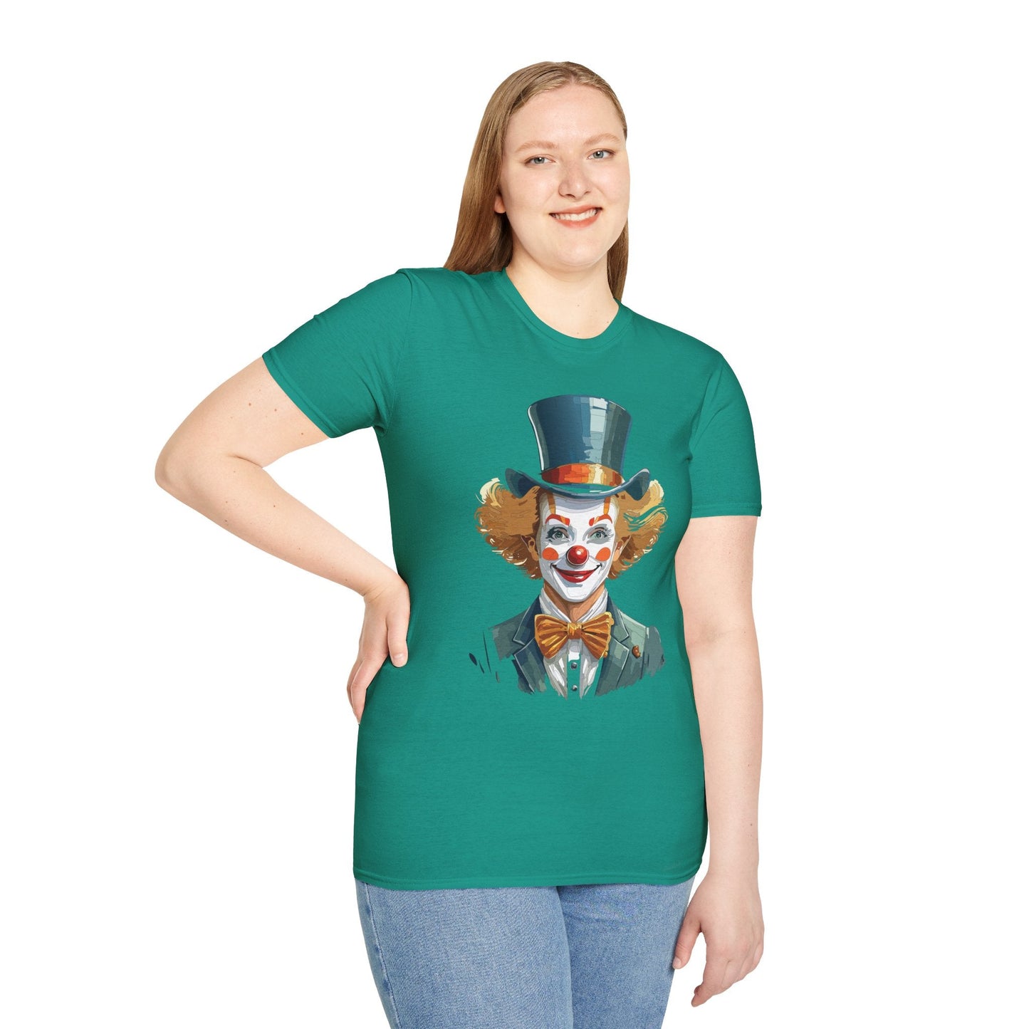 Funny Clown Shirt Unisex T Shirt Circus Style Tee With Scary Man Artwork Gildan 64000