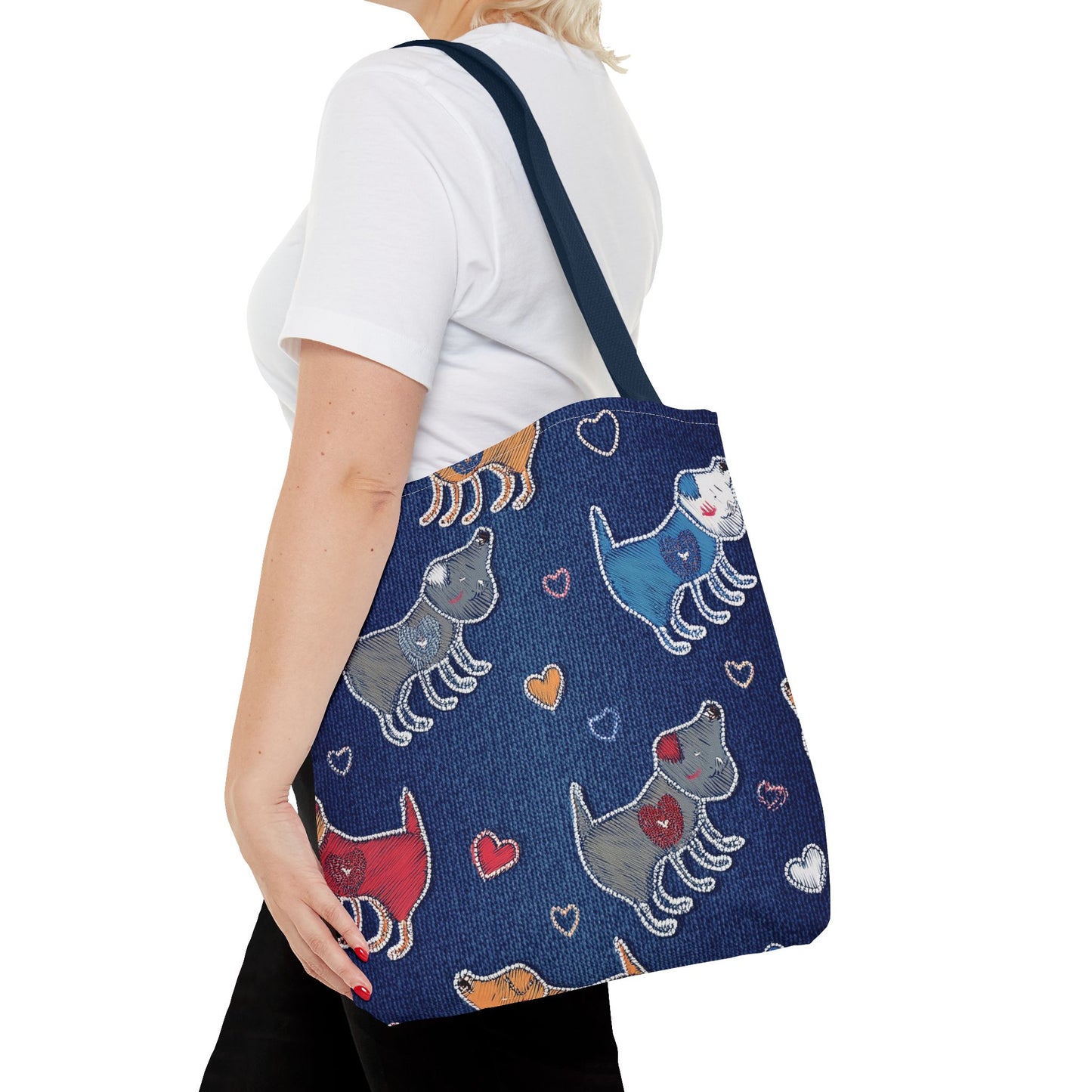 Love Day Graphic Design Denim Fabric Imitation Print Unisex Canvas Bag POLY 3 Sizes Tote Bag 201-13