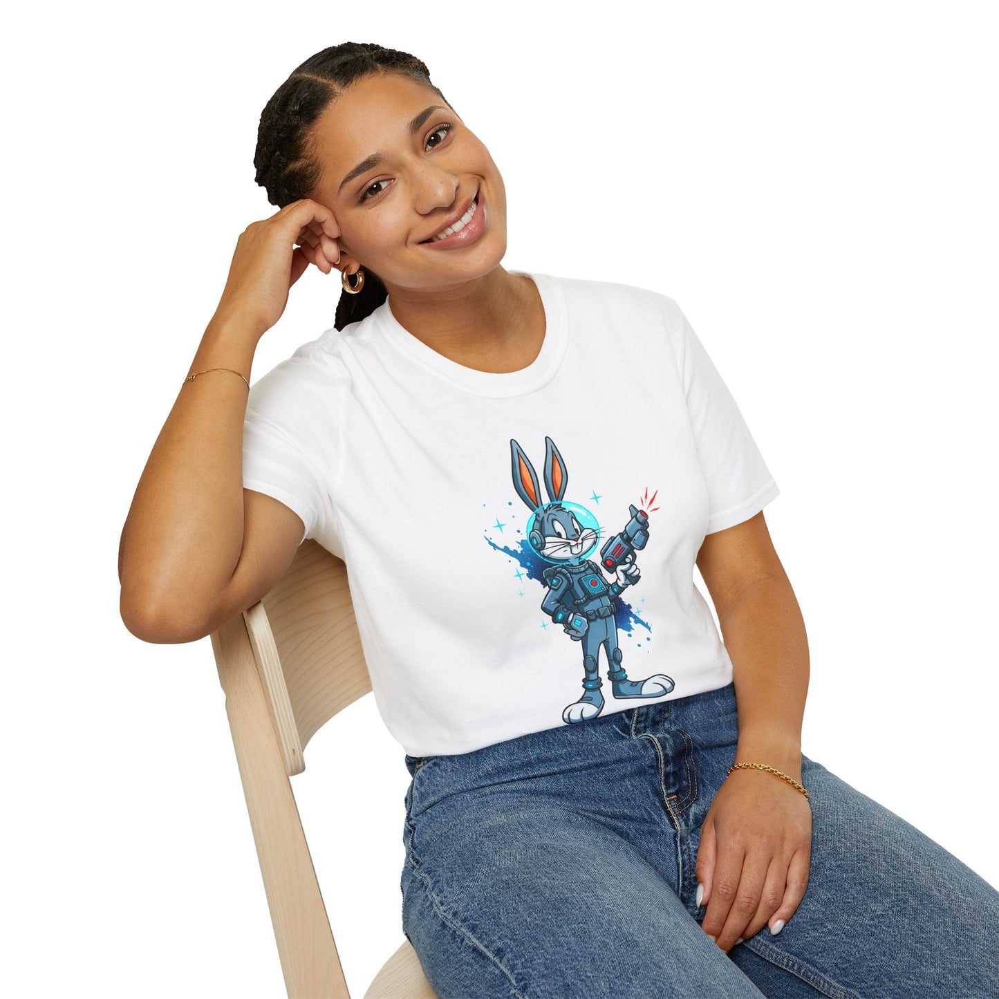 Bugs Bunny Shirt Unisex Gildan Softstyle 64000 Cartoon Tee 100 Percent Ring Spun Cotton