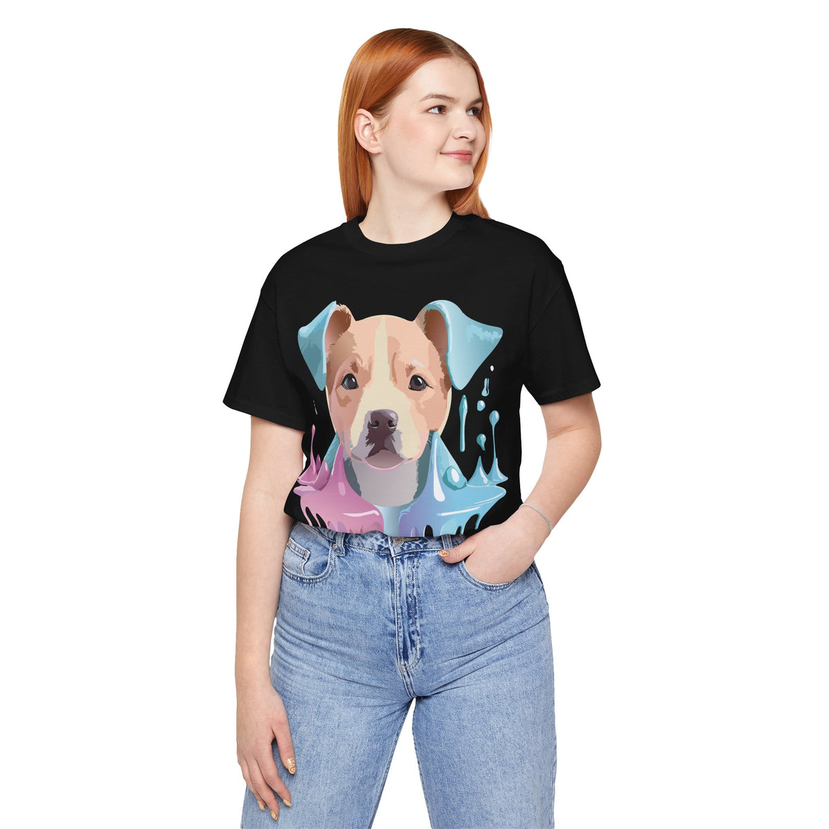 Dog Graphic Unisex Cotton Bella+Canvas Tee with Art Animal Design e117