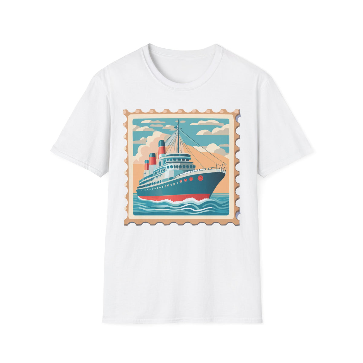 Vintage Ocean Liner Stamp T-Shirt | Retro Cruise Ship Tee