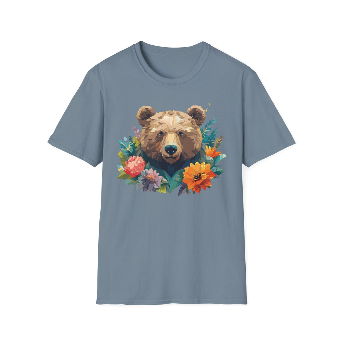 Geometric Bear Floral Shirt | T-Shirt