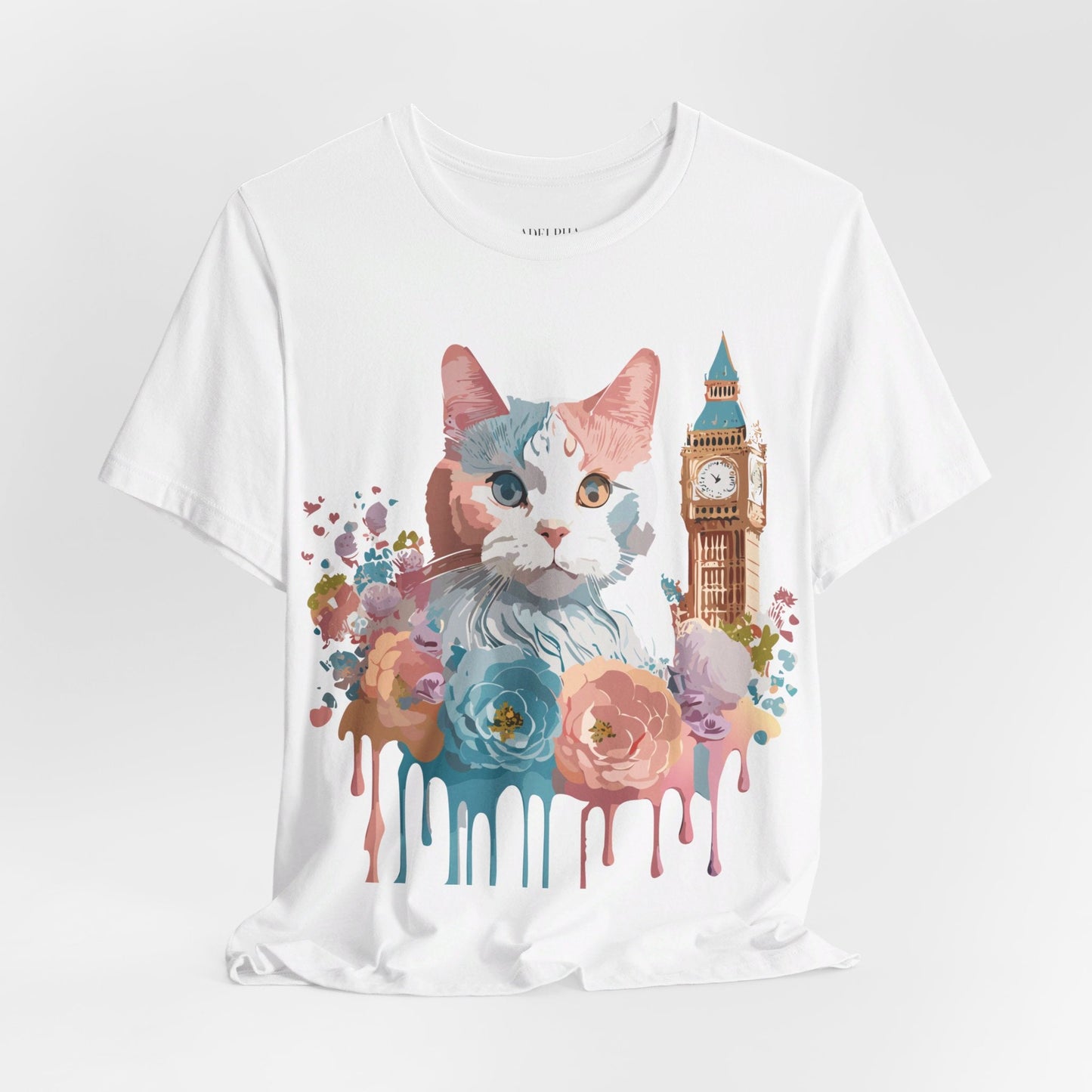 Unisex Cat Graphic Tee With Short Sleeve Vintage Inspired Art Adelpha