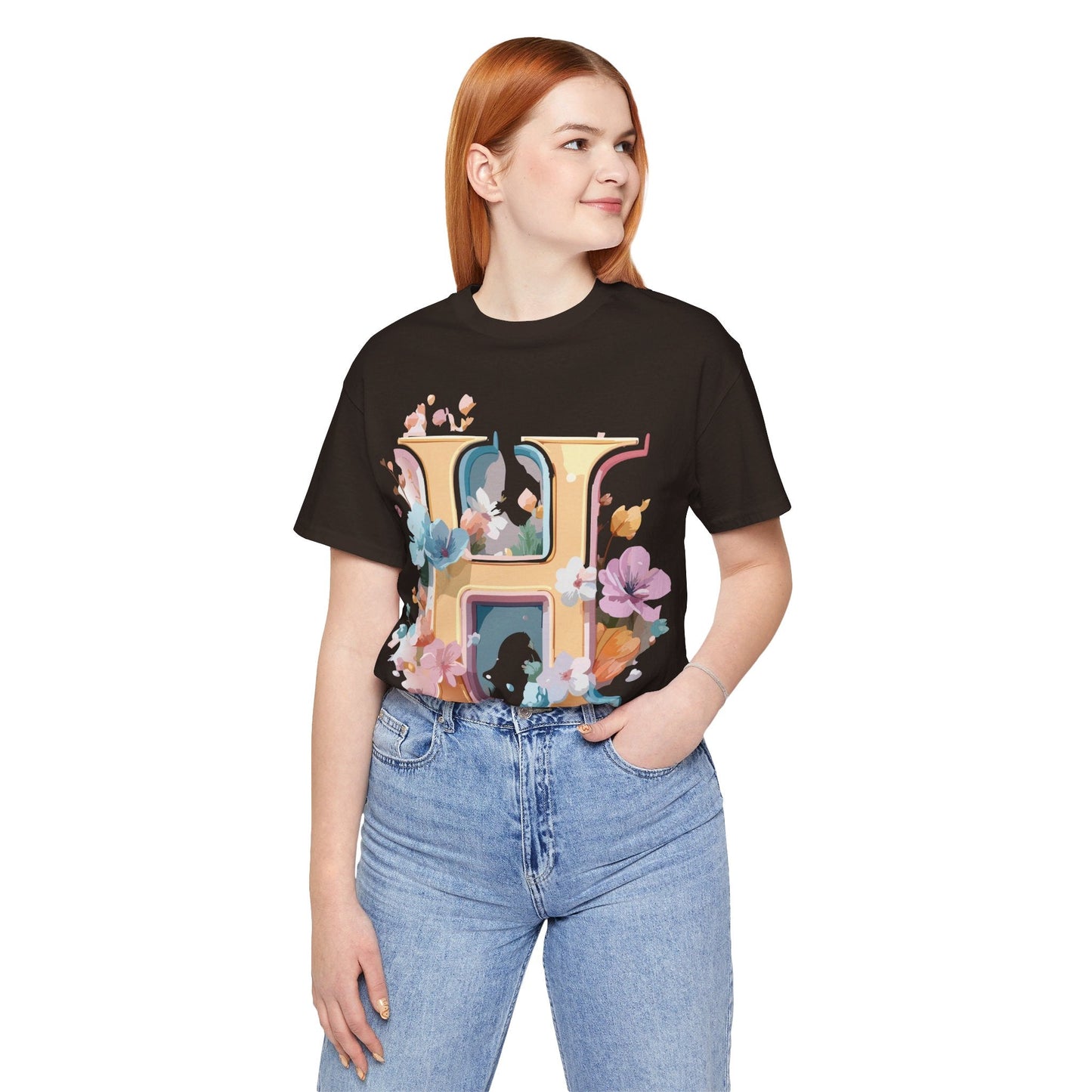 Letter H Graphic Tee Unisex Short Sleeve Shirt By Adelpha Featuring Vintage Inspired Artwork