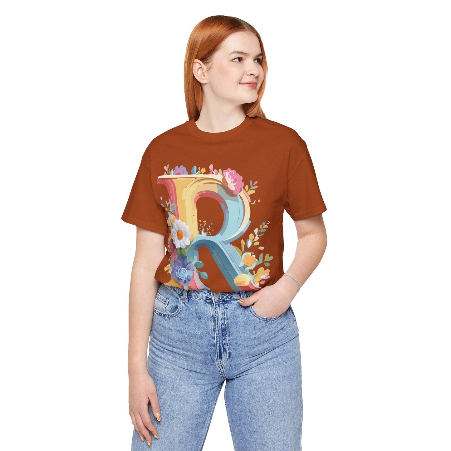 Letter R Shirt Unisex Jersey Short Sleeve Graphic Tee Vintage Inspired Art Design Adelpha