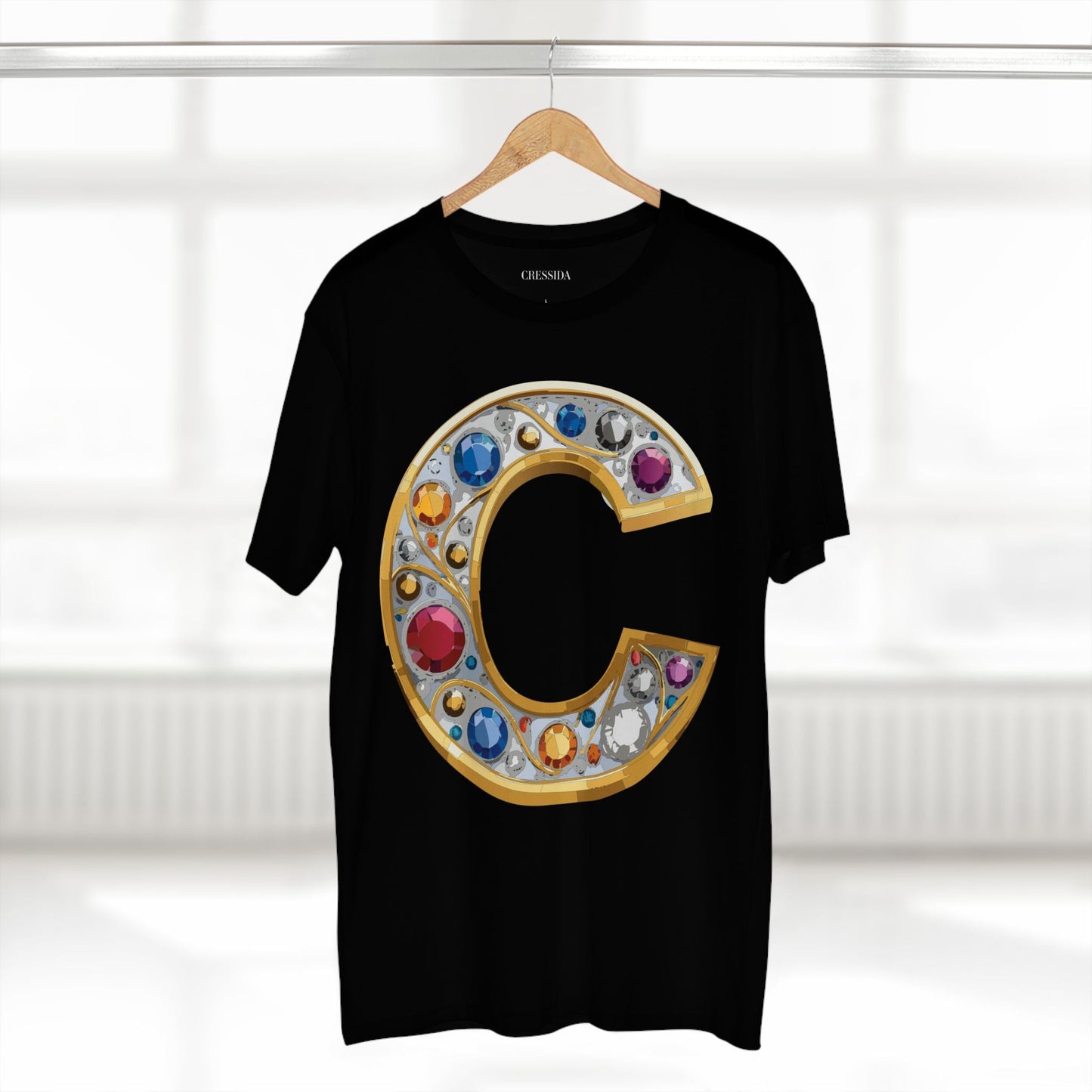Letter C Graphic Design Tee Unisex 100 Cotton With Antique Gold Letters Artwork T-Shirt