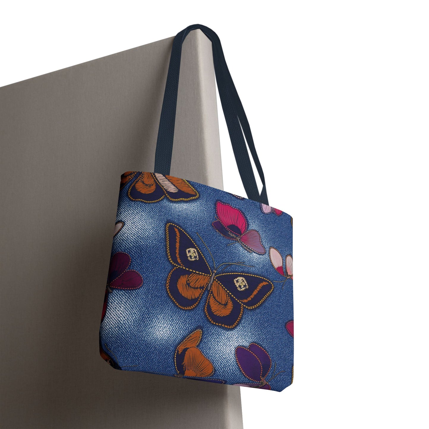 Denim Fabric Imitation Print Unisex Canvas Bag Poly Spun 3 Sizes Tote Bag 174
