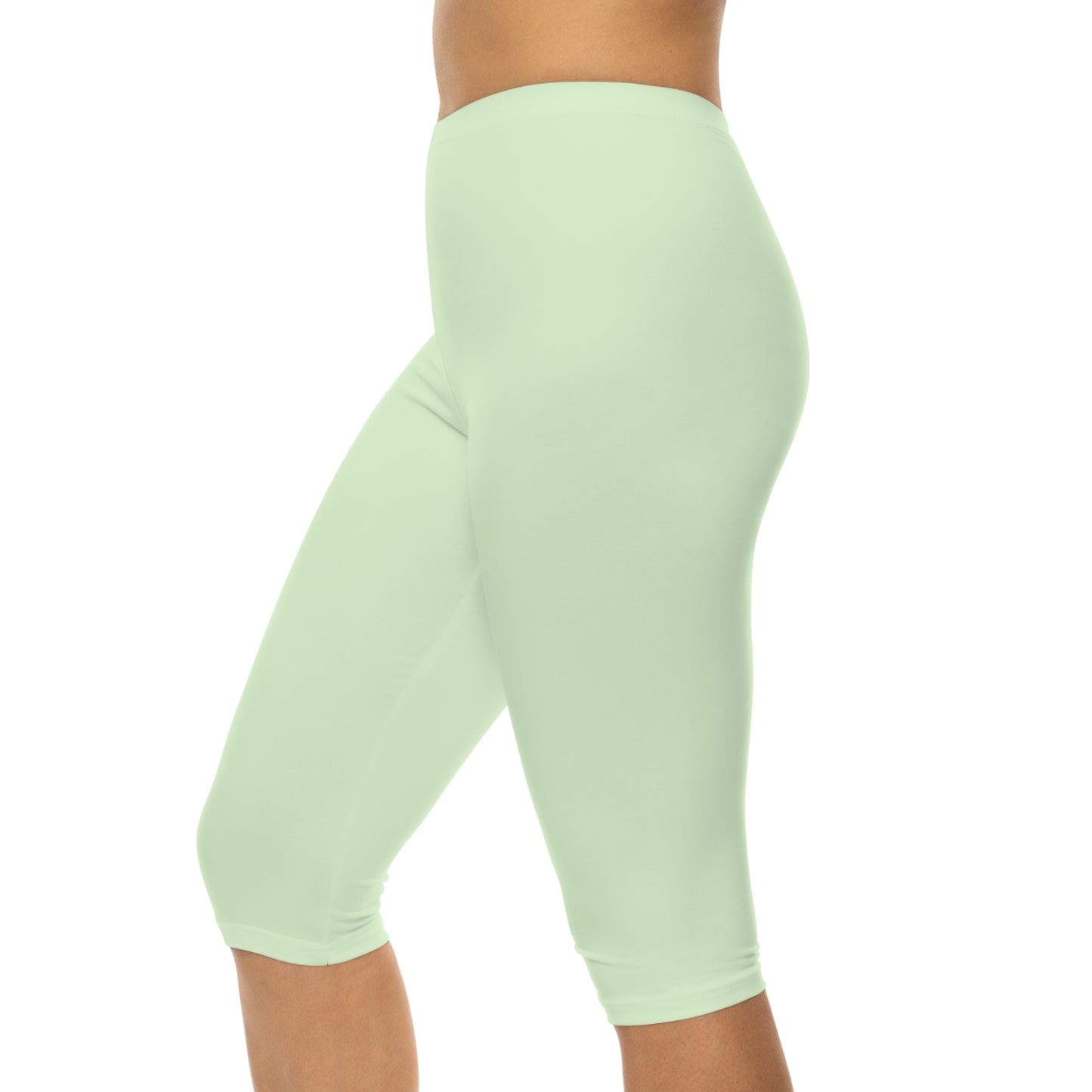 Frosted Mint Color Women's Brushed Suede Poly Span Casual Capri Leggings XS-2XL