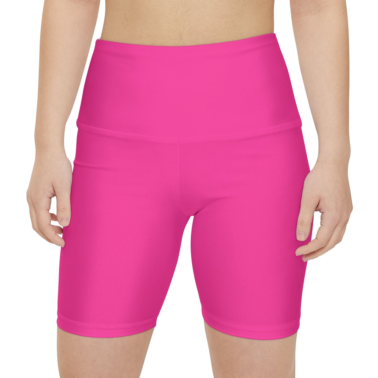 Dragonfruit Pink Women's Workout Shorts — Solid High-Waist Biker Shorts for Exercise & Everyday Wear