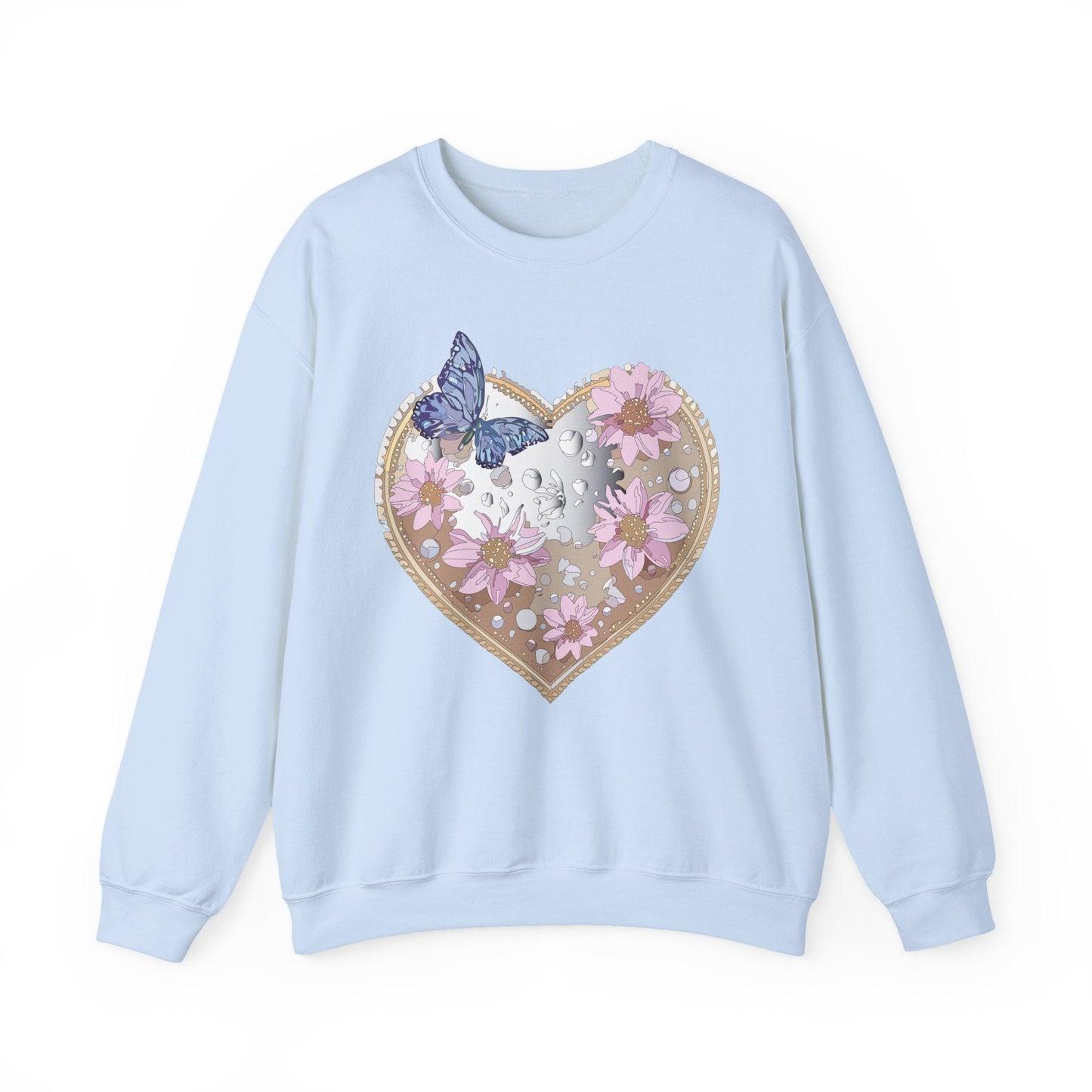 Floral Heart Love Sweatshirt For Valentines Day Unisex Heavy Blend Crewneck Sweatshirt