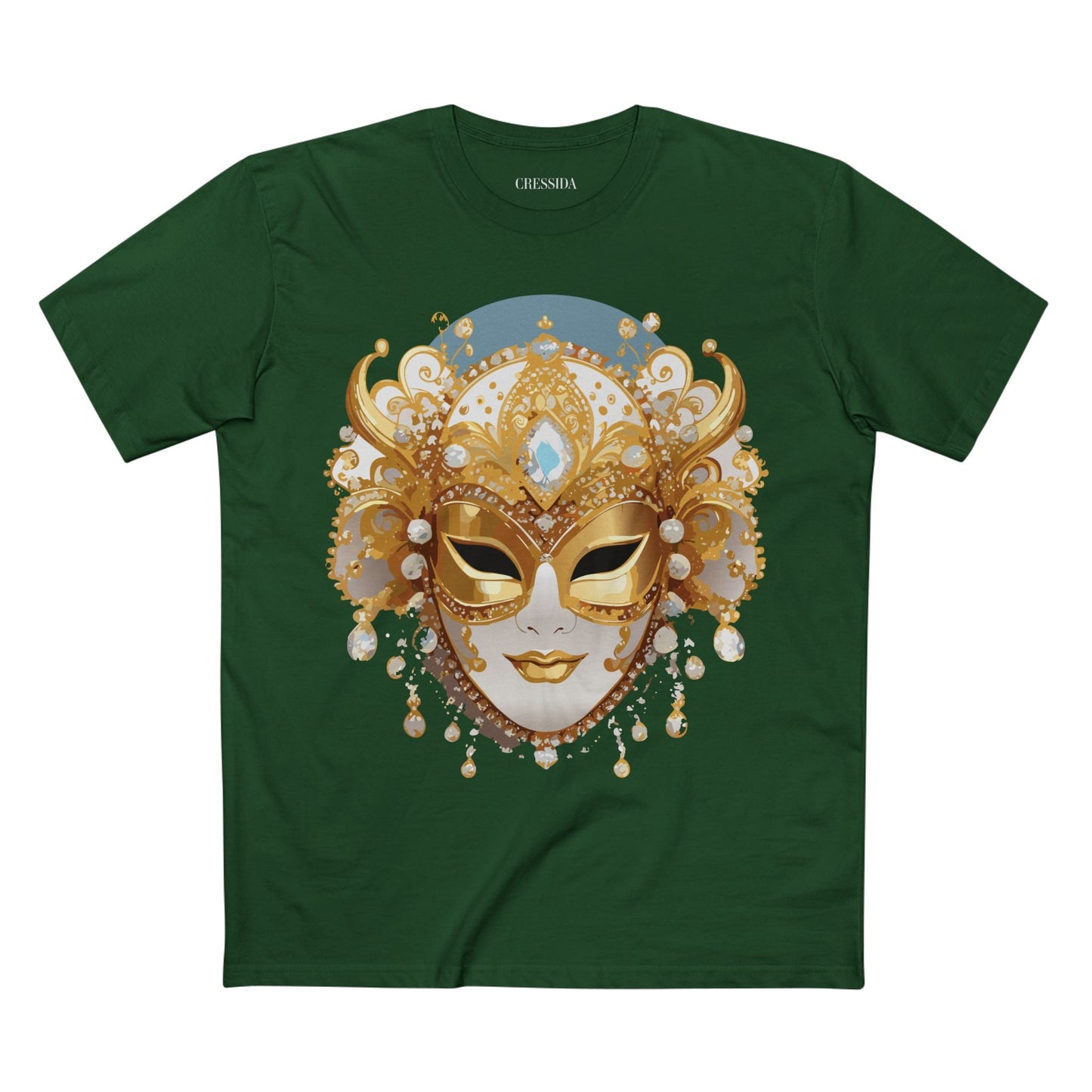 Carnival Mask Graphic T-Shirt Unisex 100 Cotton With Antique Gold Art Design Tee 17