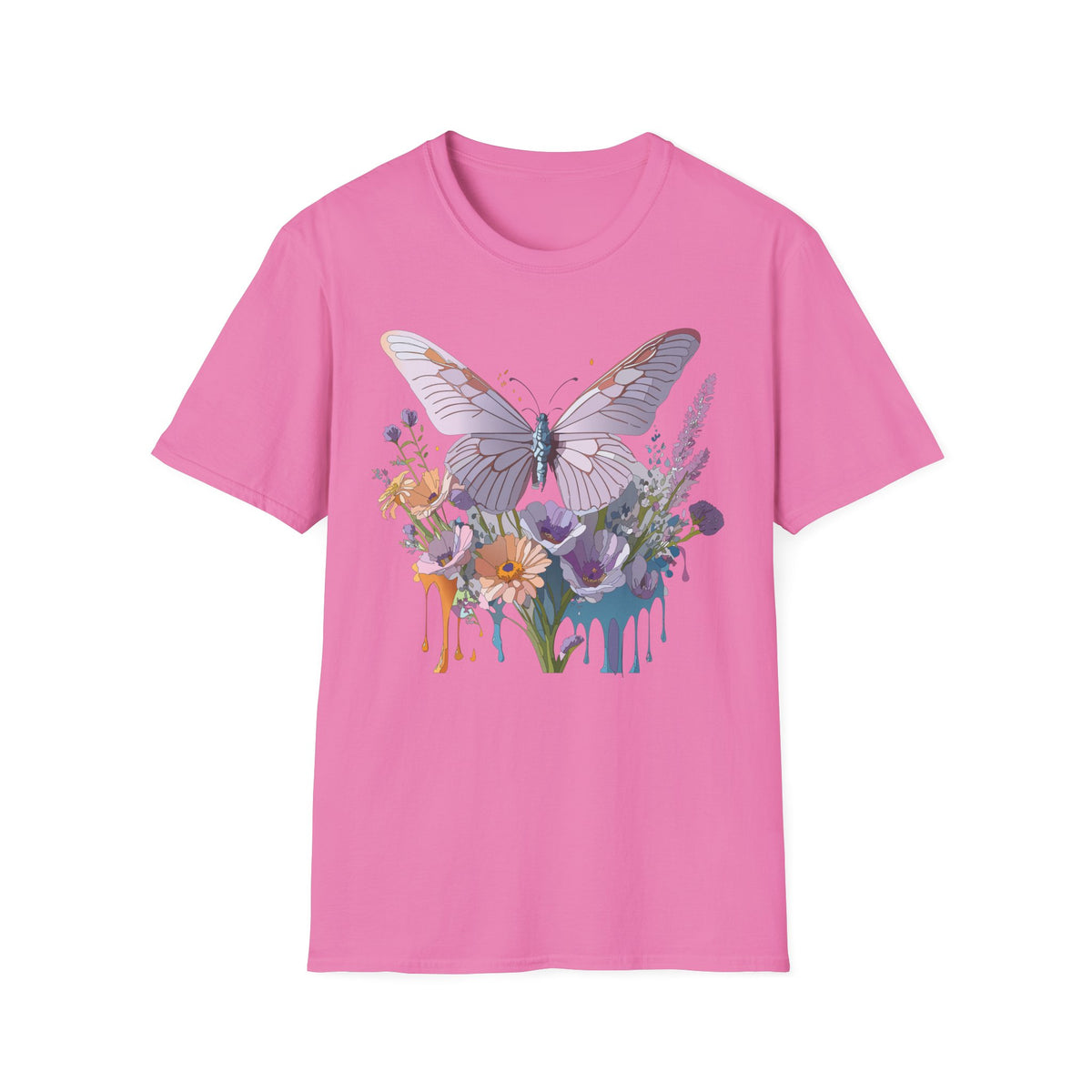 Butterfly Floral T‑Shirt — Pastel Garden Wings Graphic Tee Unisex 100 Cotton Gildan T-Shirt