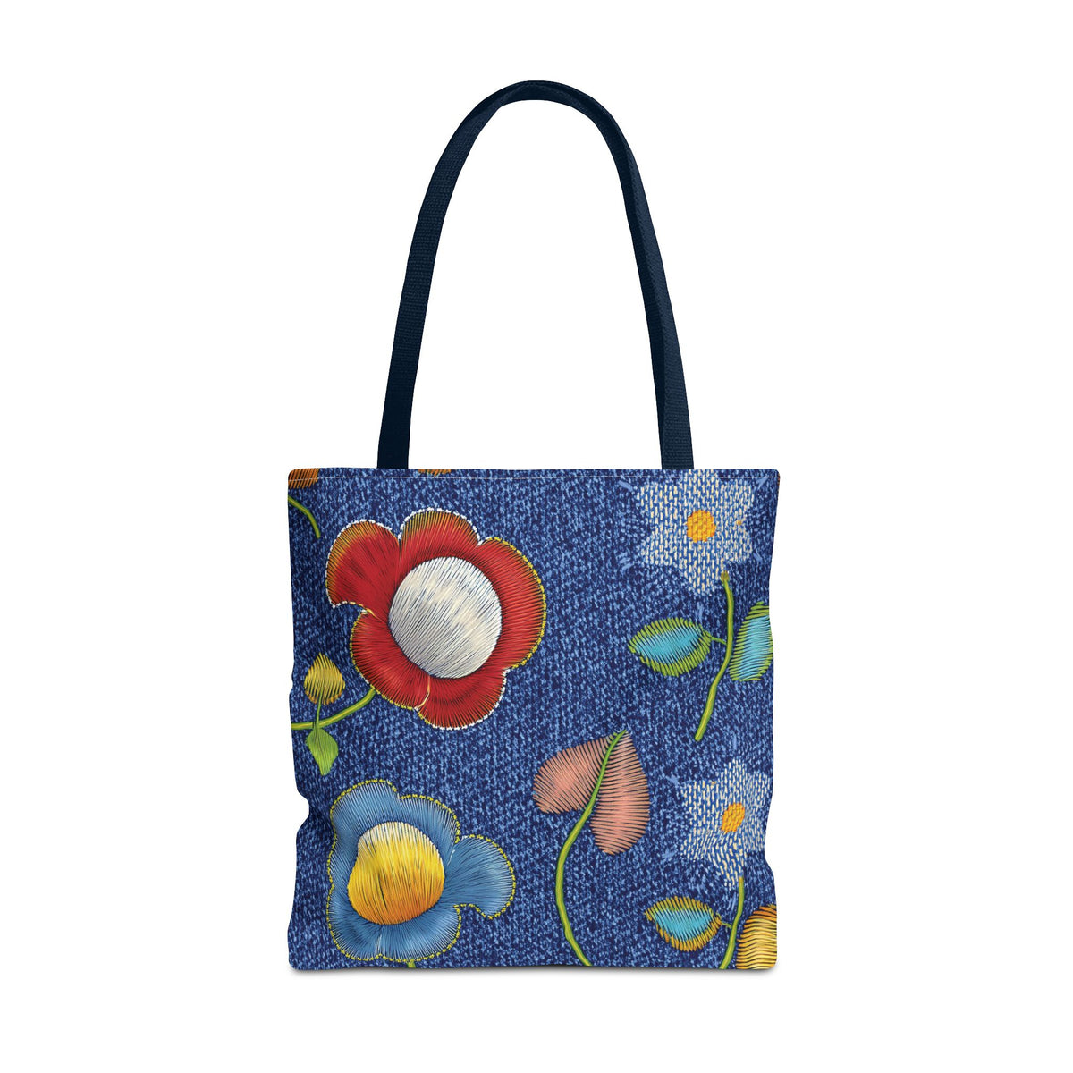 Denim Fabric Imitation Print Unisex Canvas Bag Poly Spun 3 Sizes Tote Bag 159-11