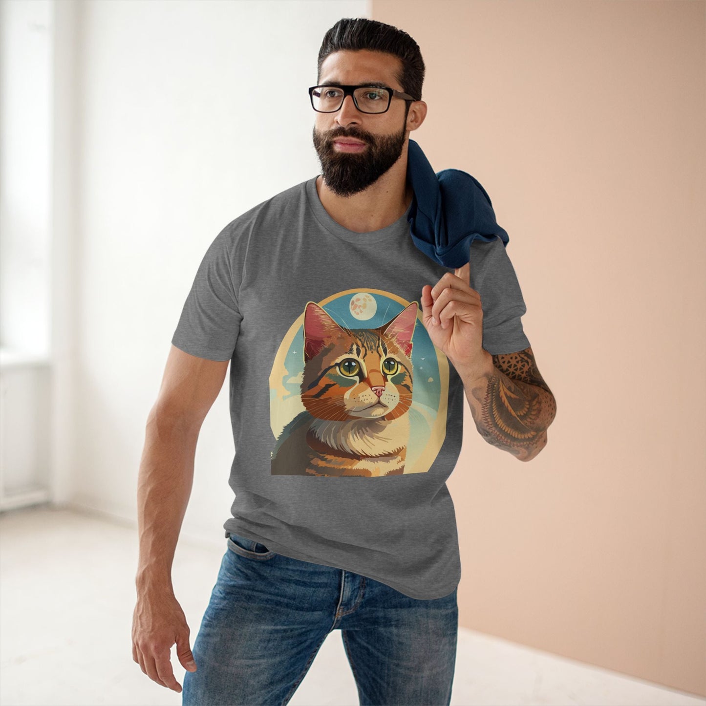 Cat Shirt Unisex Premium Cotton Tee With Original Cat Art Design Retro2Nova Soft Breathable Regular Fit