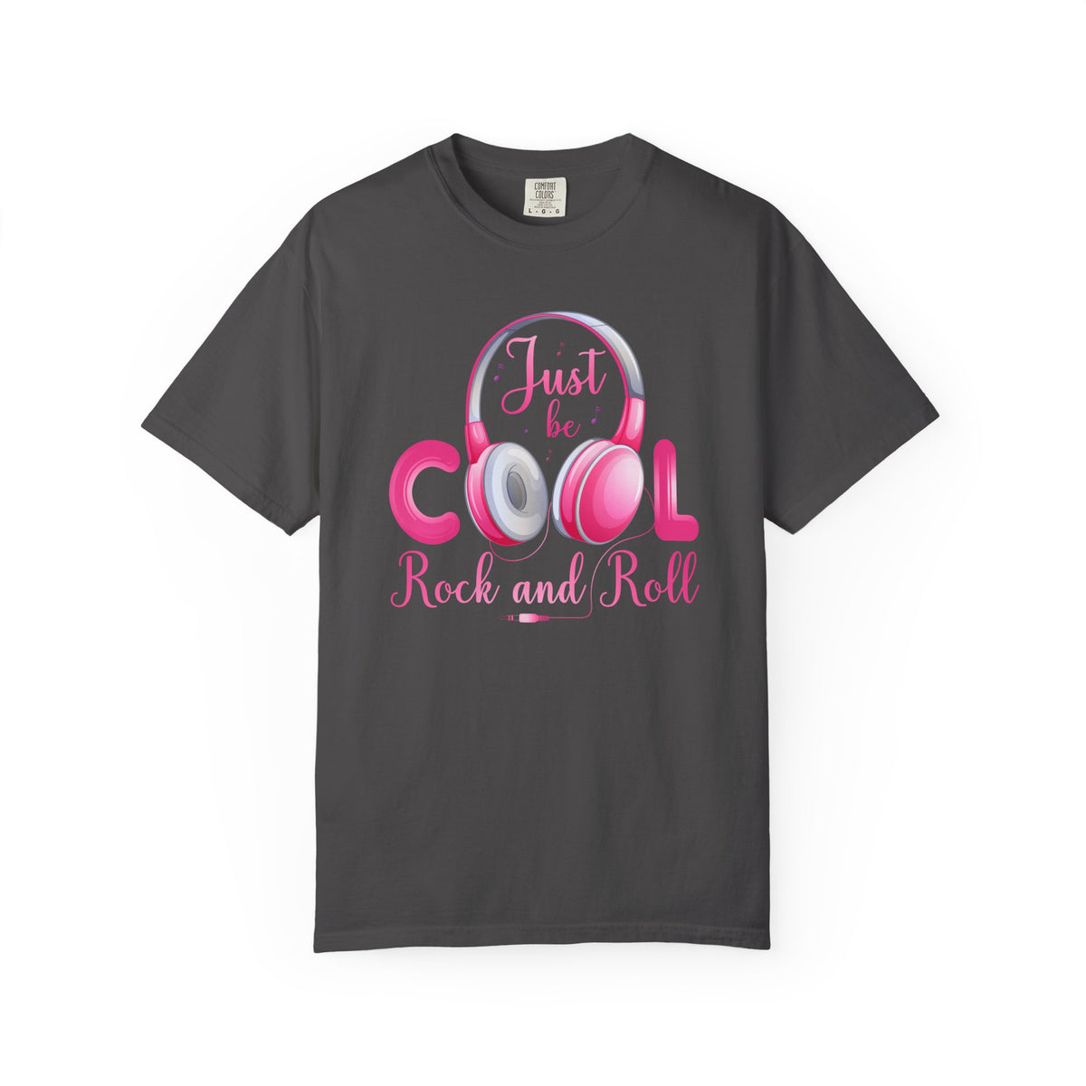 Just Be Cool Rock and Roll T-shirt Pink Headphones Graphic Unisex Cotton Tee Comfort Colors 004