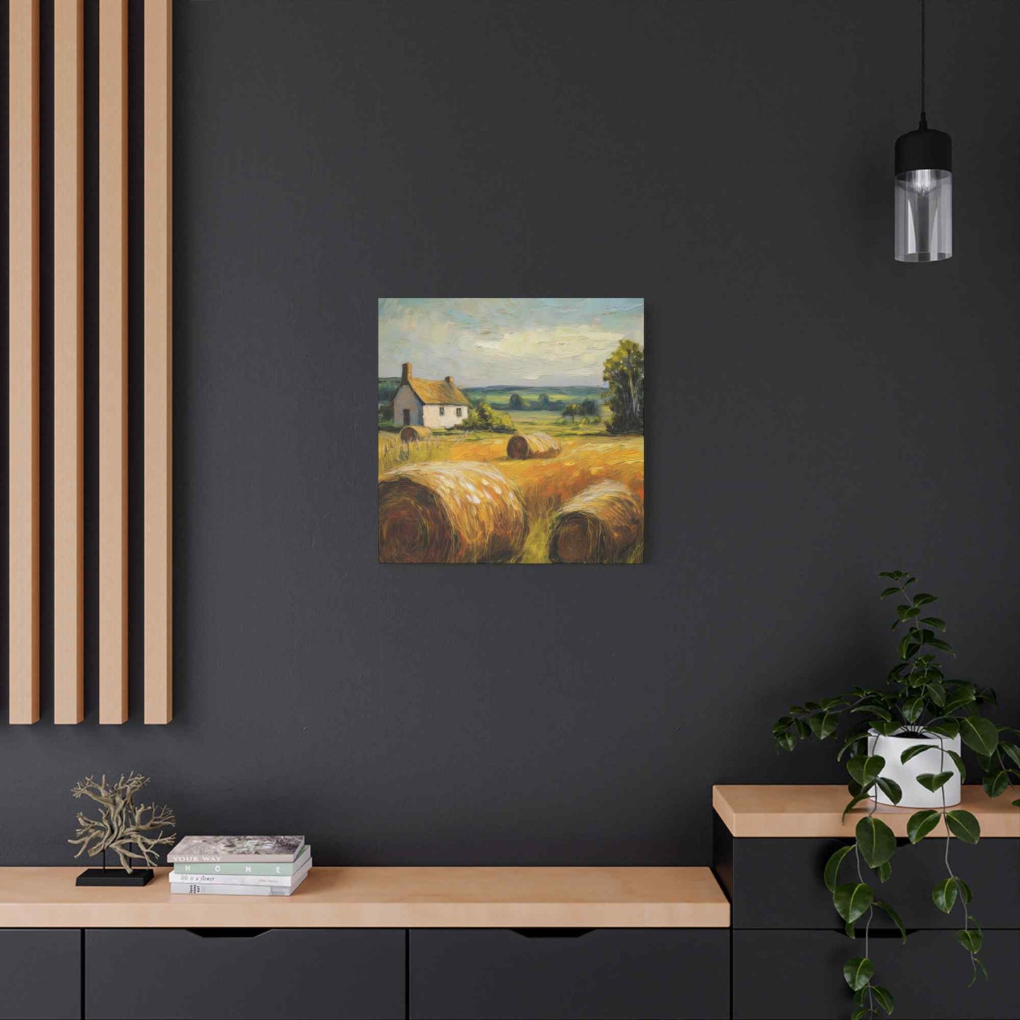 Countryside Print Canvas, Oil Paint Print 20x20, 24x24, 30x30, 32x32, 36x36 Art Design Print Pine-Wood Inner Frame MC-48