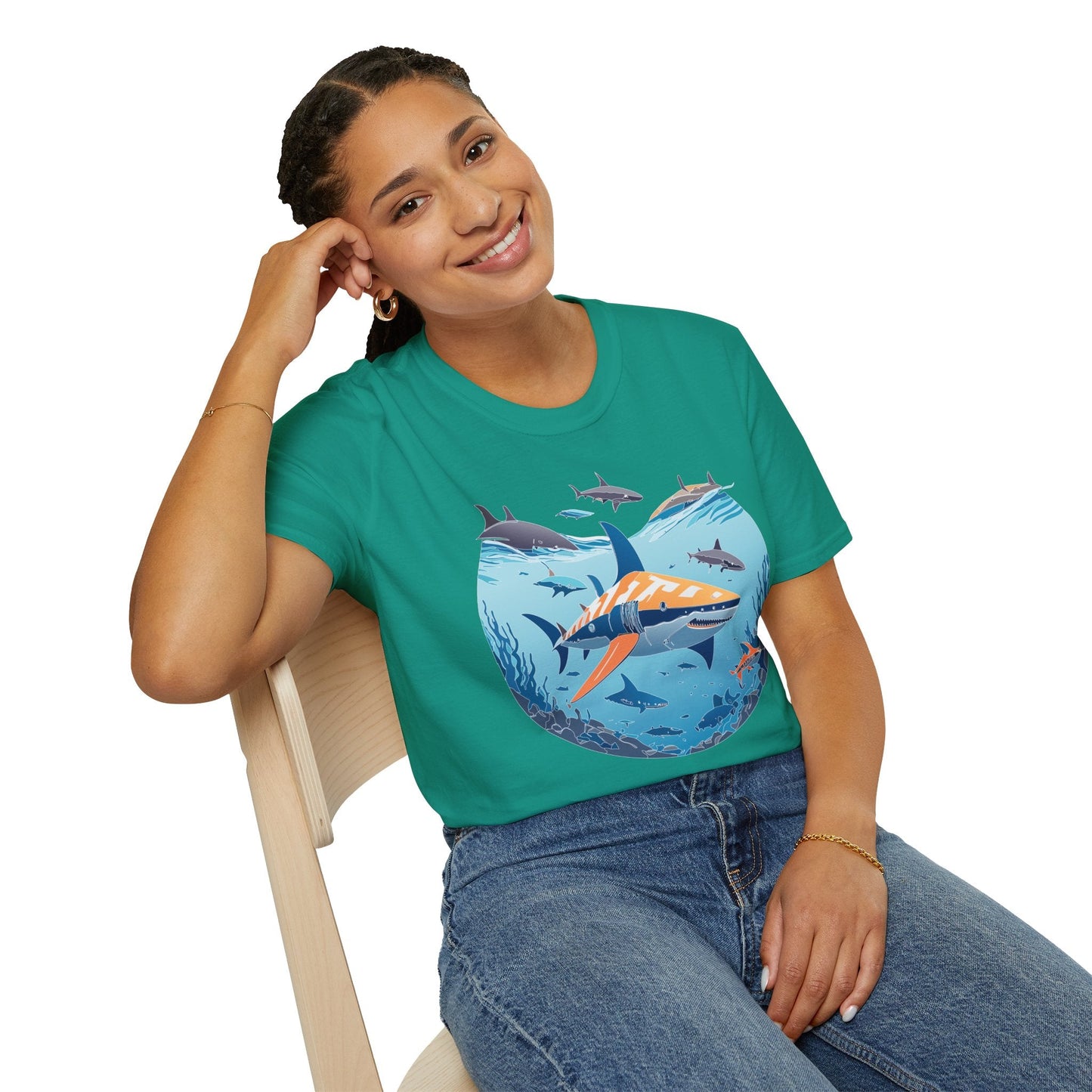 Ocean Tee Shirt Unisex Softstyle Gildan 64000 100 Percent Ring Spun Cotton Breathable U Boat Design