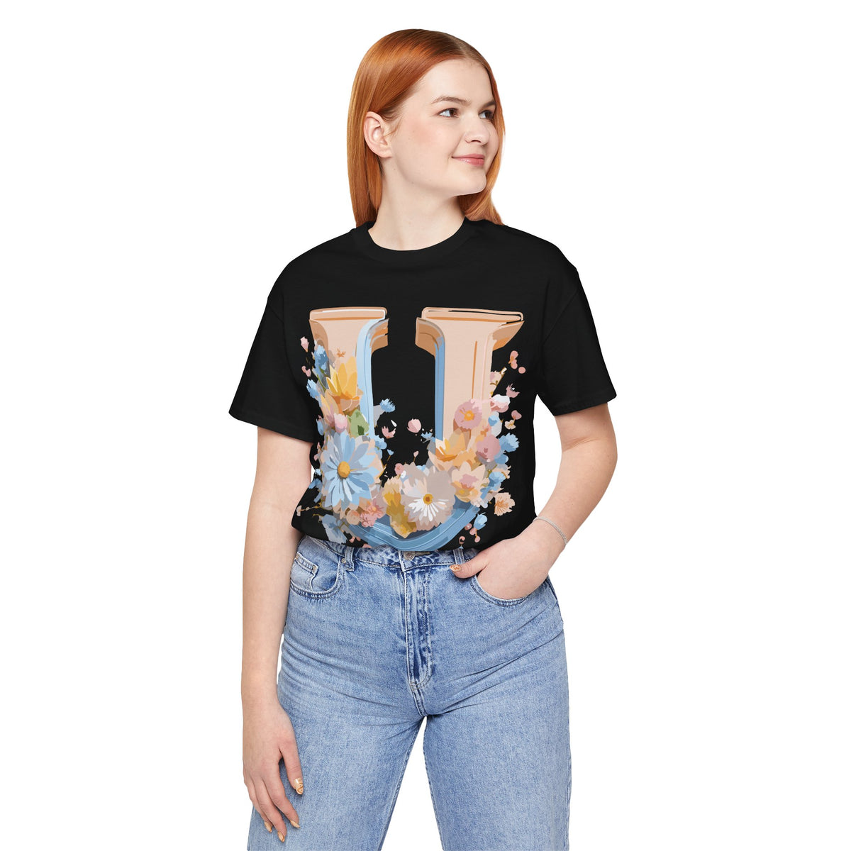 Letter U Graphic Unisex Cotton Bella+Canvas Tee with Art Letter Design