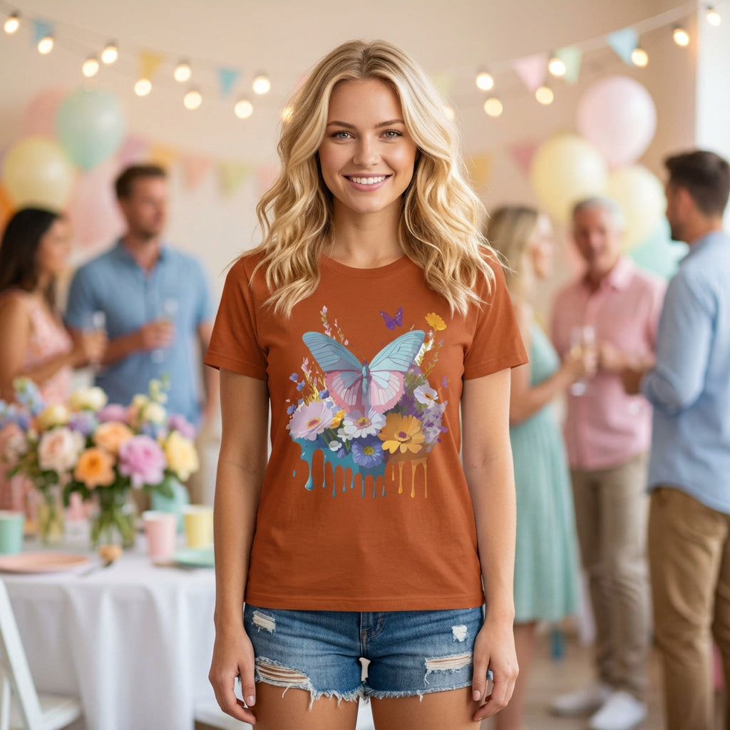 Butterfly Graphic Unisex Cotton Bella+Canvas Tee with Art Design n45