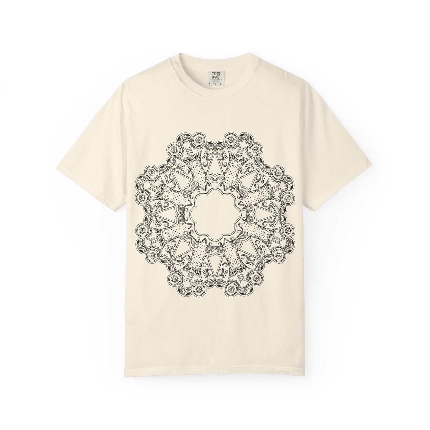 Unisex Garment Dyed Cotton T-Shirt with Mandala Graphic Design