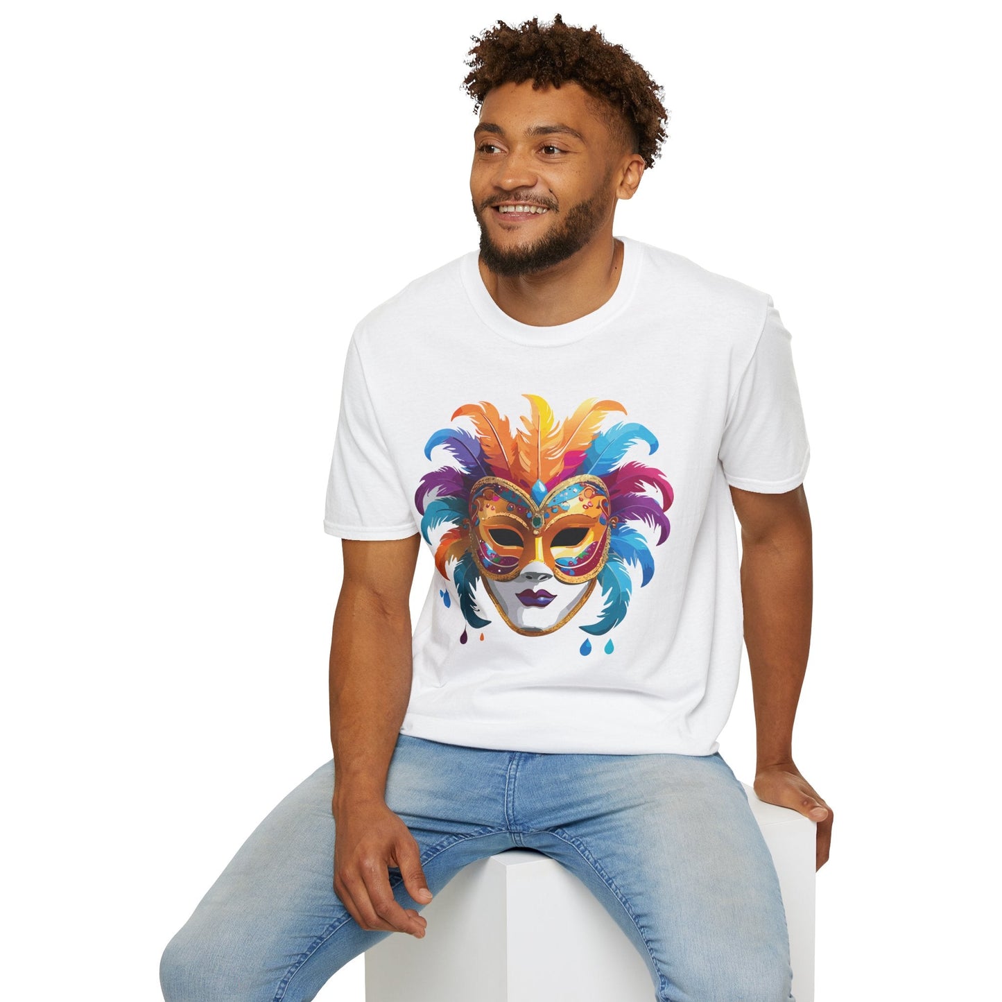 Mask Tee Shirt Unisex Masquerade Design Art Graphic Gildan Softstyle 64000 Cotton Tee