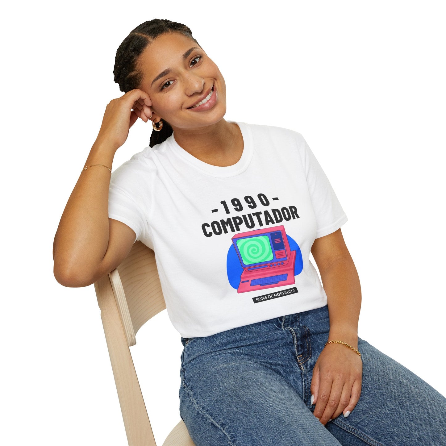 1990 Computador Retro T-Shirt Unisex Cotton Vintage Computer Graphic Tee