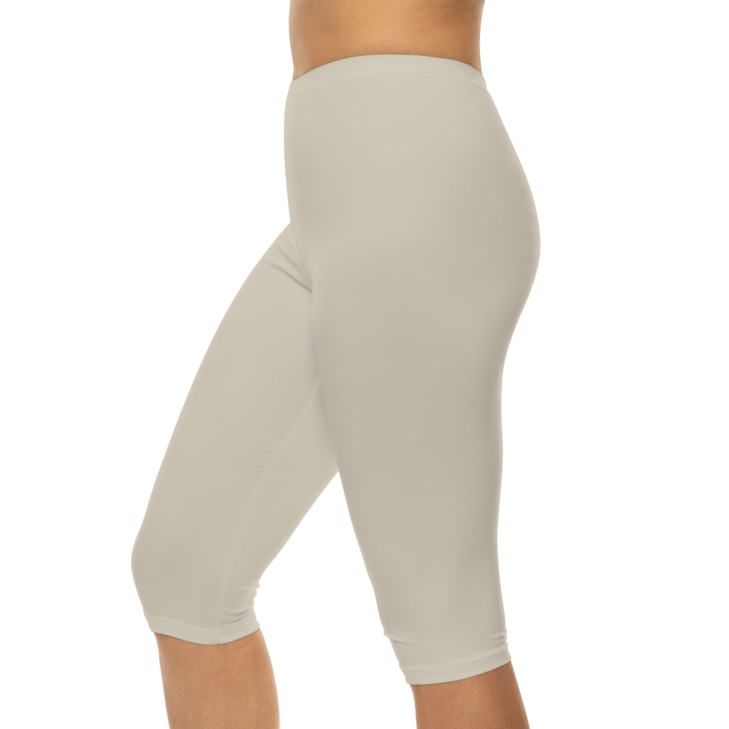 Bone Color Women's Brushed Suede Poly Span Casual Capri Leggings XS-2XL