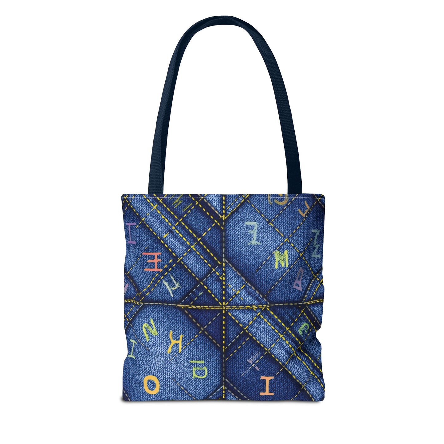 Denim Fabric Imitation Print Unisex Canvas Bag Poly Spun 3 Sizes Tote Bag 187-6