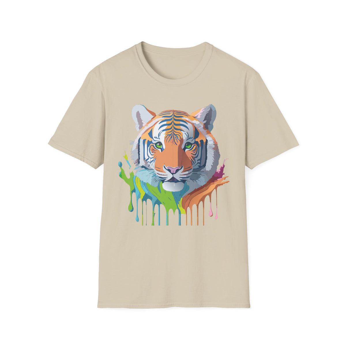 Colorful Tiger Head T-Shirt | Watercolor Drip Animal Shirt