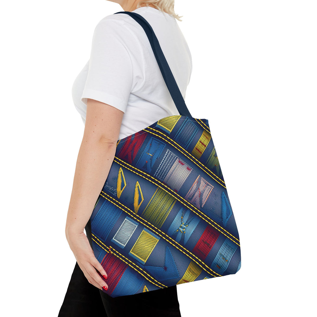 Denim Fabric Imitation Print Unisex Canvas Bag Poly Spun 3 Sizes Tote Bag 189