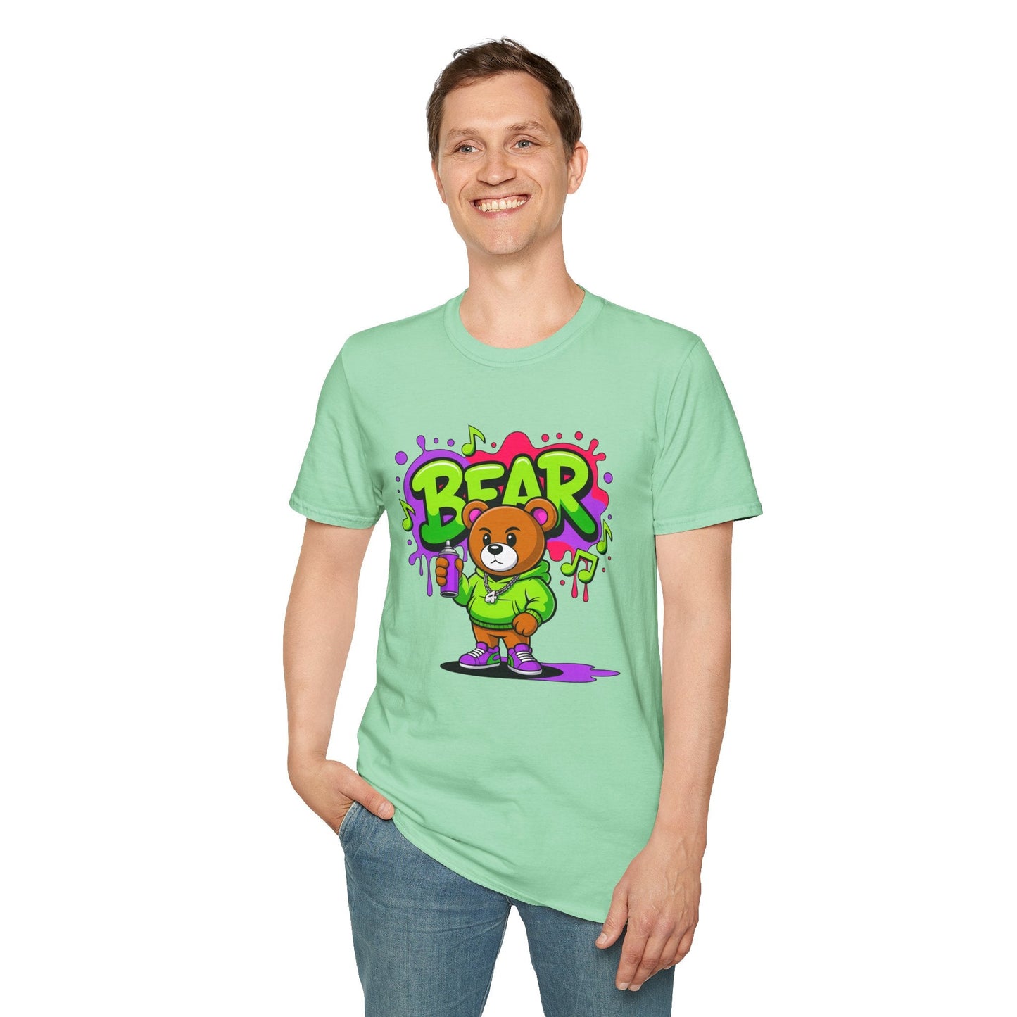 Cartoon T Shirt With Animation Funny Animals Tee Gildan Softstyle 64000 100 Percent Ring Spun Cotton