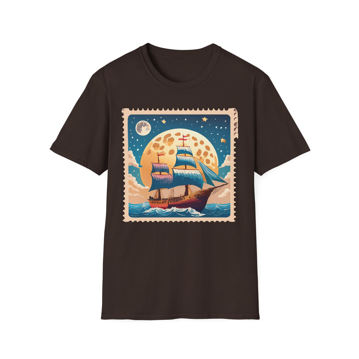 Vintage Sailboat at Moonrise T-Shirt | Nautical Sunset Illustration