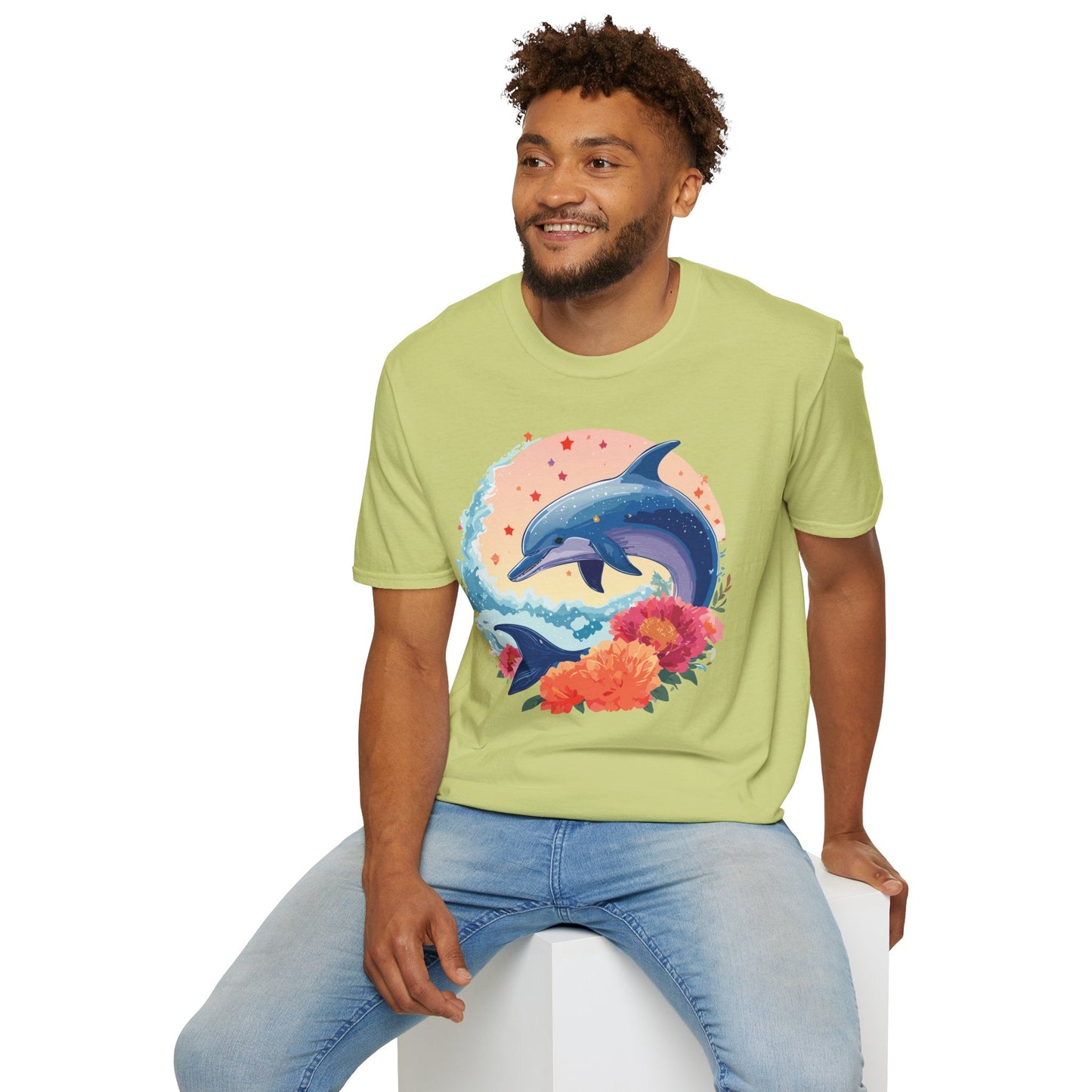 Dolphin Shirts Unisex Tee 100 Percent Ring Spun Cotton Gildan Softstyle 64000 For Everyday Comfort