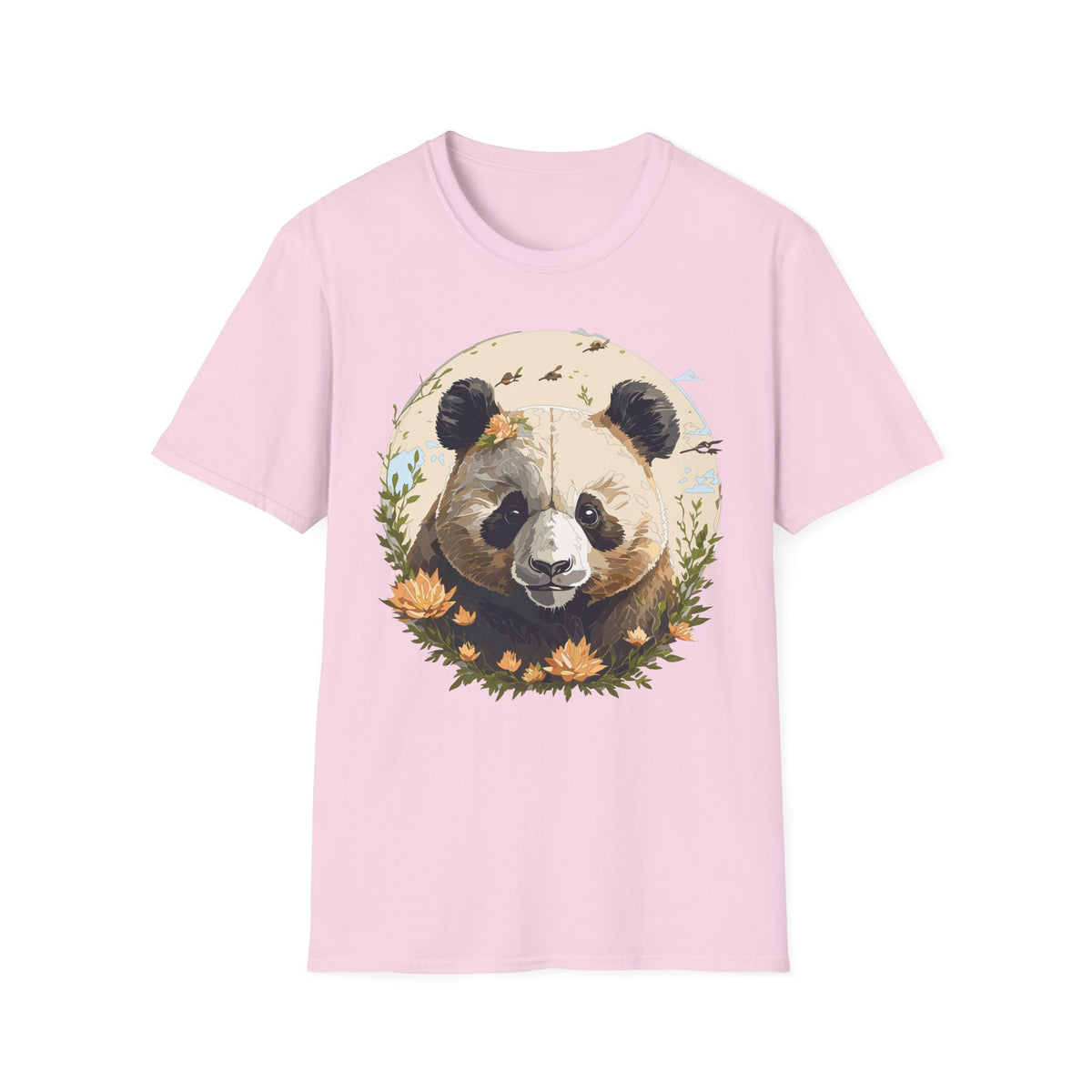 Floral Panda Illustration T-Shirt | Cute Bamboo Bear Graphic Tee
