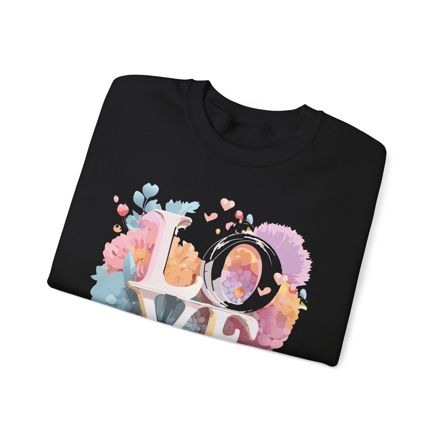Floral Love Sweatshirt For Valentines Day Unisex Crewneck 50 50 Cotton Polyester Gildan 18000