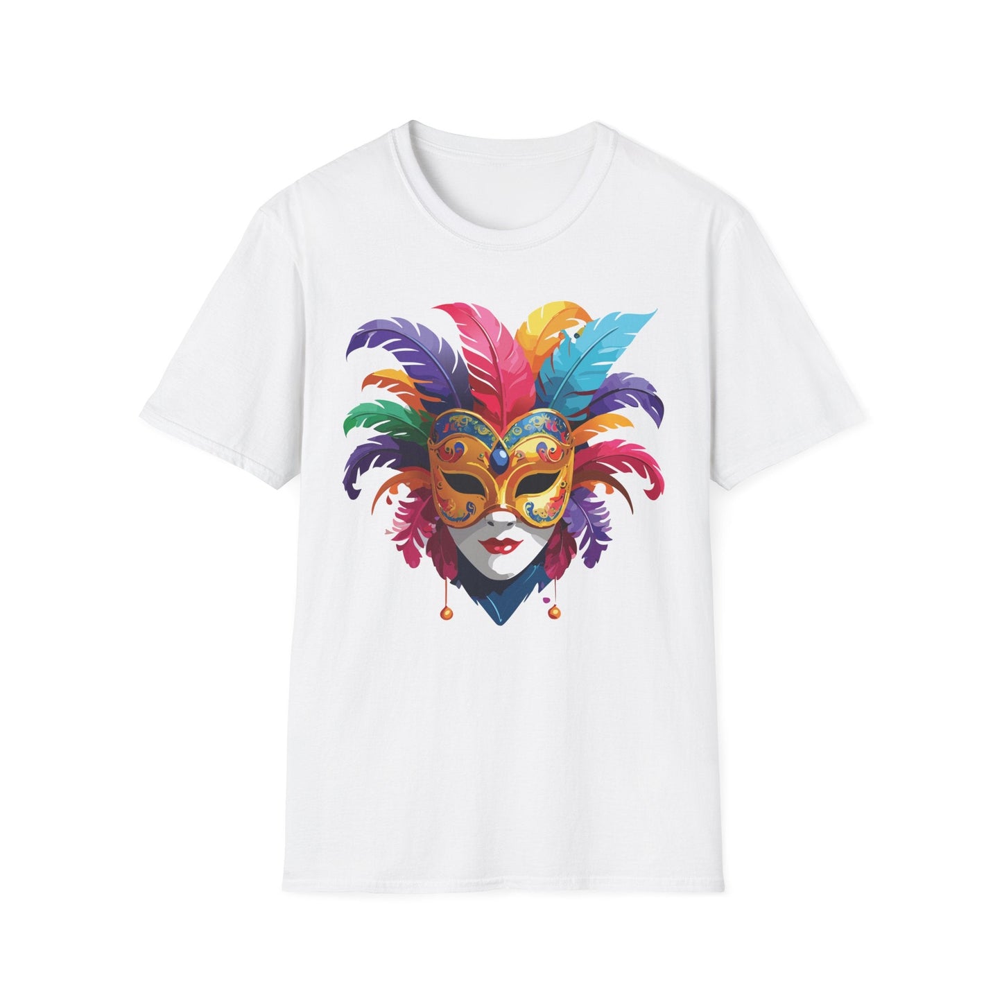 Unisex Mask Tee Shirt Gildan Softstyle 64000 Lightweight Comfortable Masquerade Design Tee