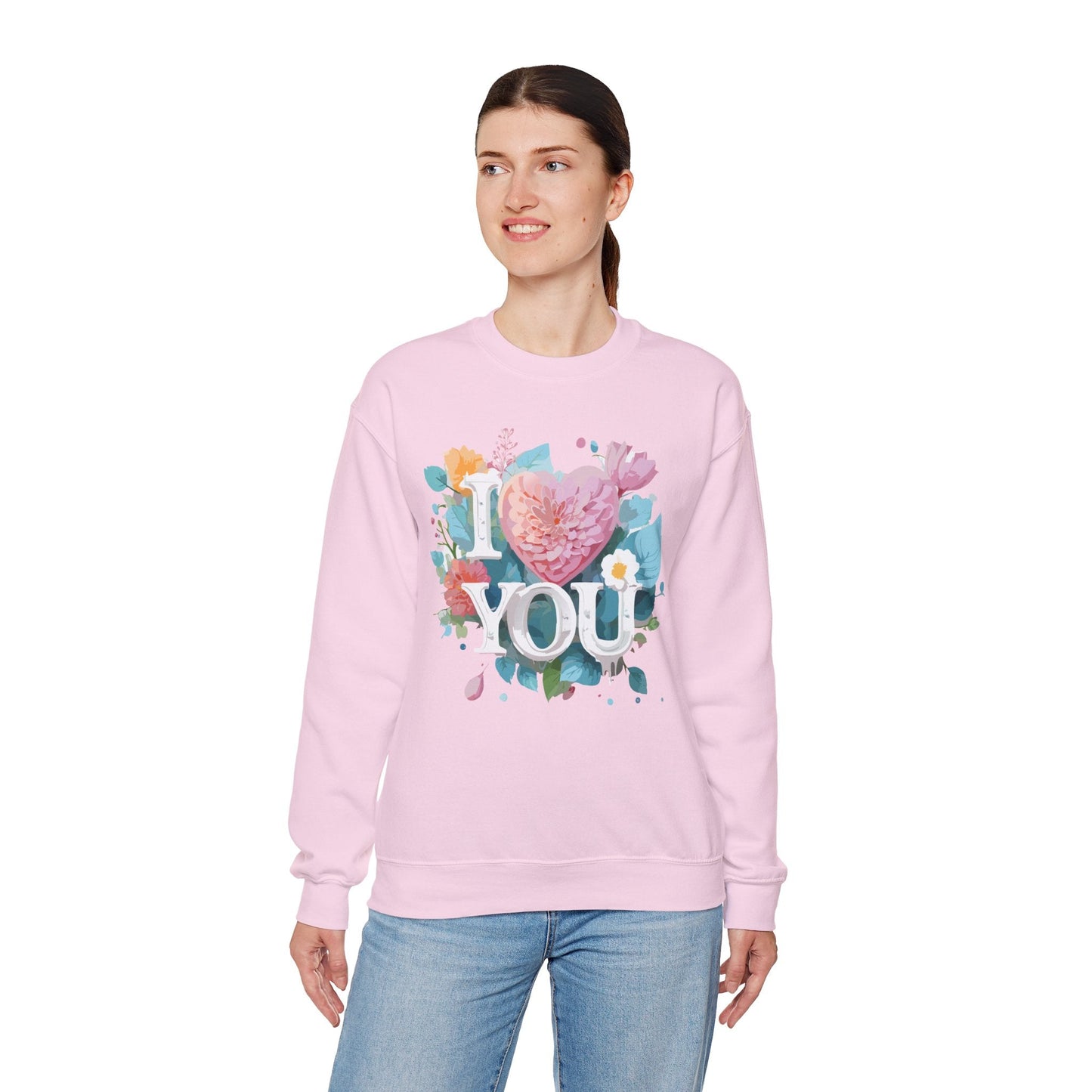 Floral Love Sweatshirt Unisex Valentines Day Gift 50 50 Cotton Polyester Crewneck