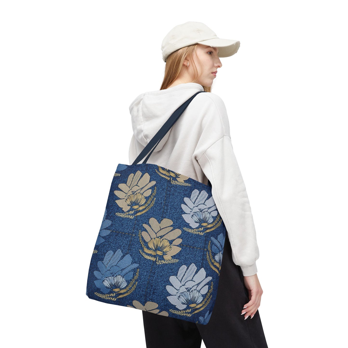 Denim Fabric Imitation Print Unisex Canvas Bag Poly Spun 3 Sizes Tote Bag 119